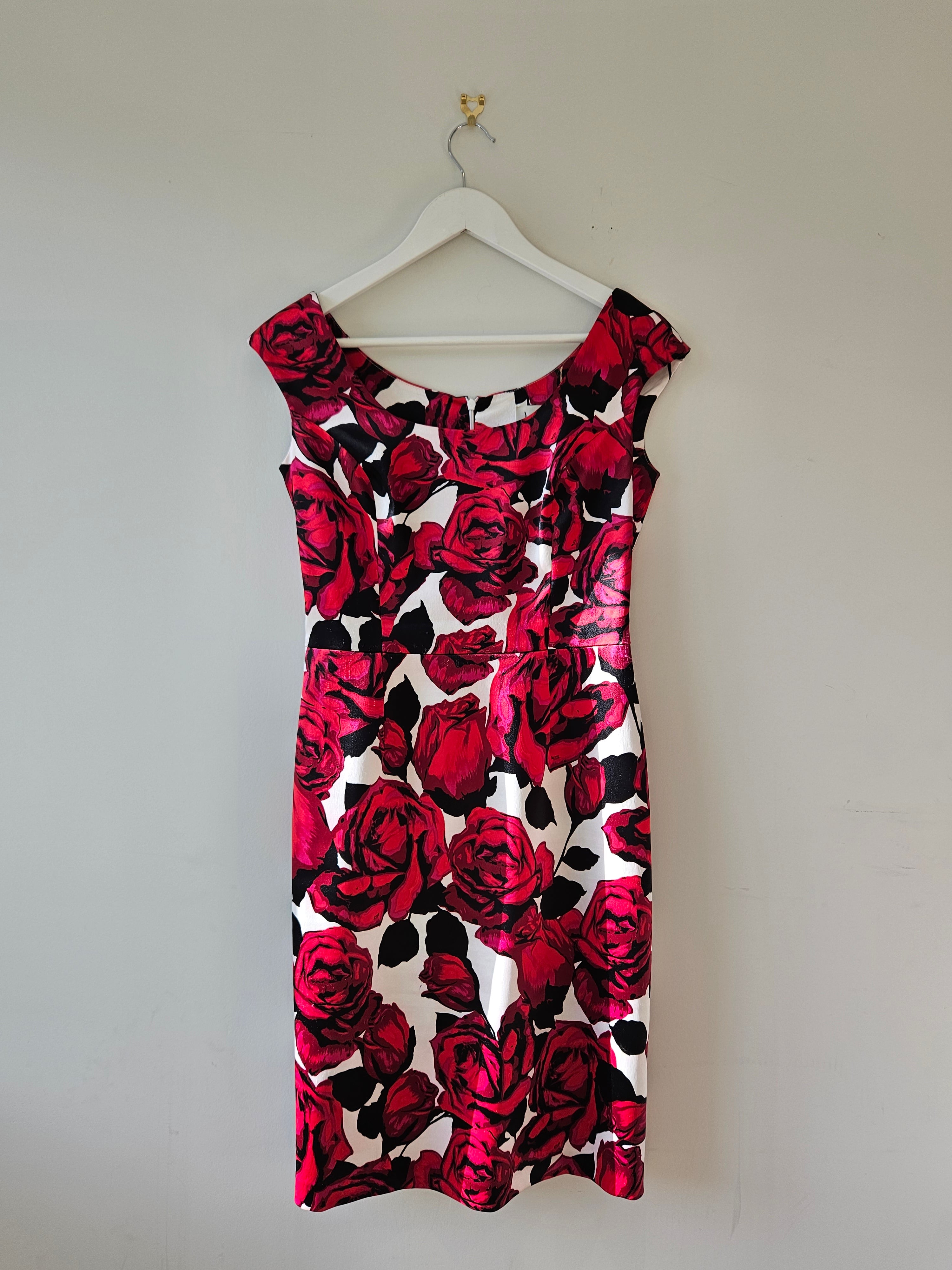 Joseph Ribkoff Red Rose Cocktail Dress Sz 8 – Good Stuff