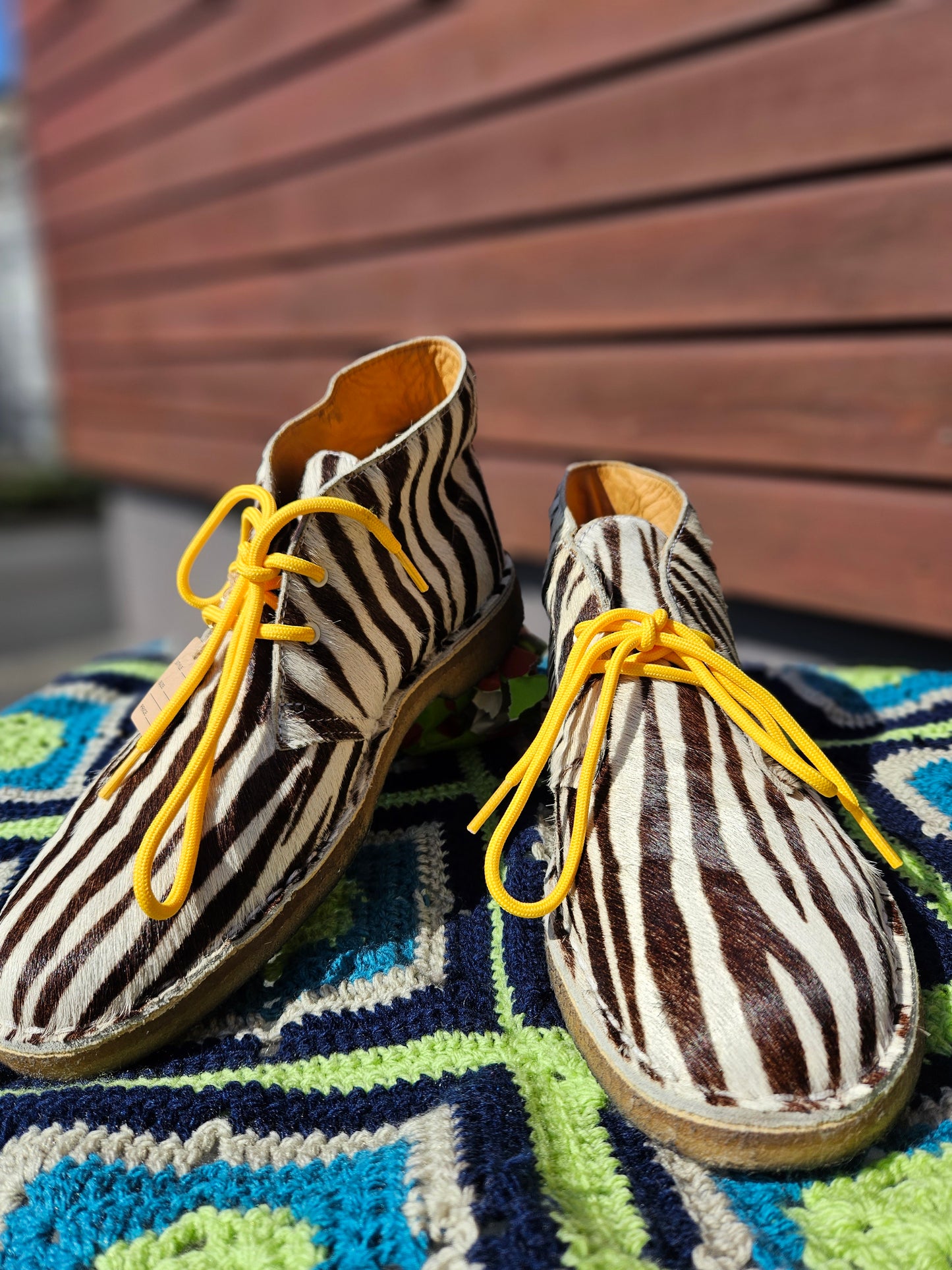 CLARKS Pony Skin Zebra Desert Boots Sz 42