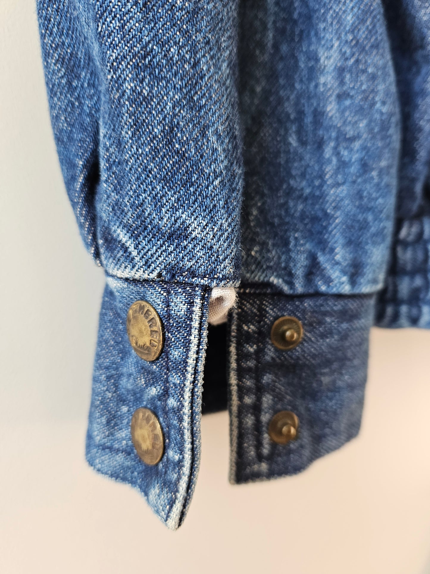 VINTAGE 80s Navy Denim Bomber Jacket Sz L