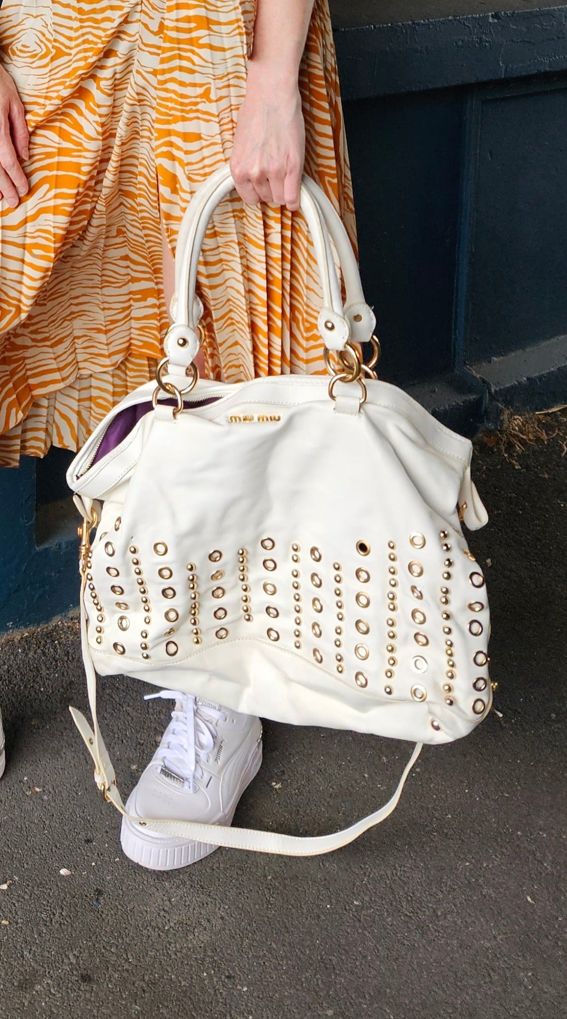MIUMIU White-Gold Leather Handbag