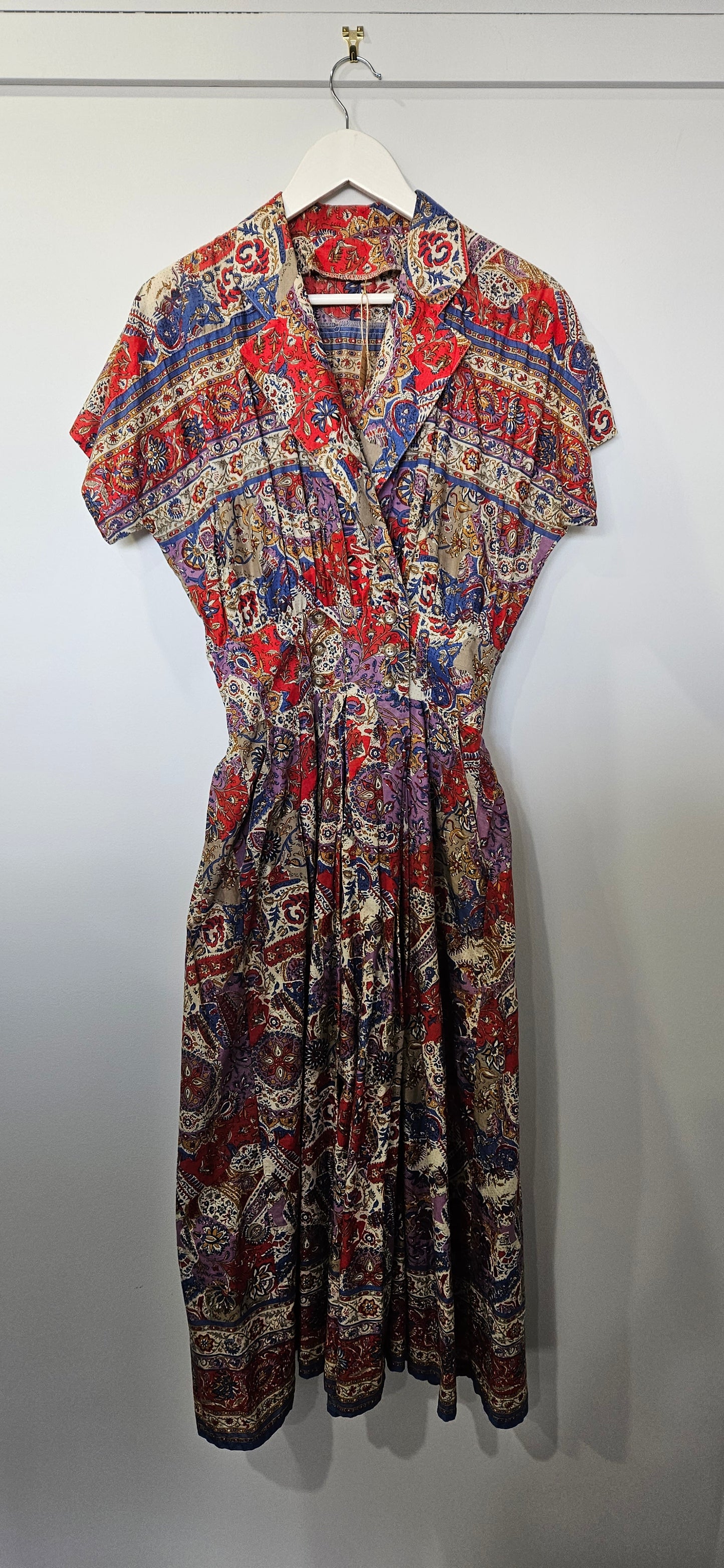 VINTAGE Cotton Paisley Summer Dress W28