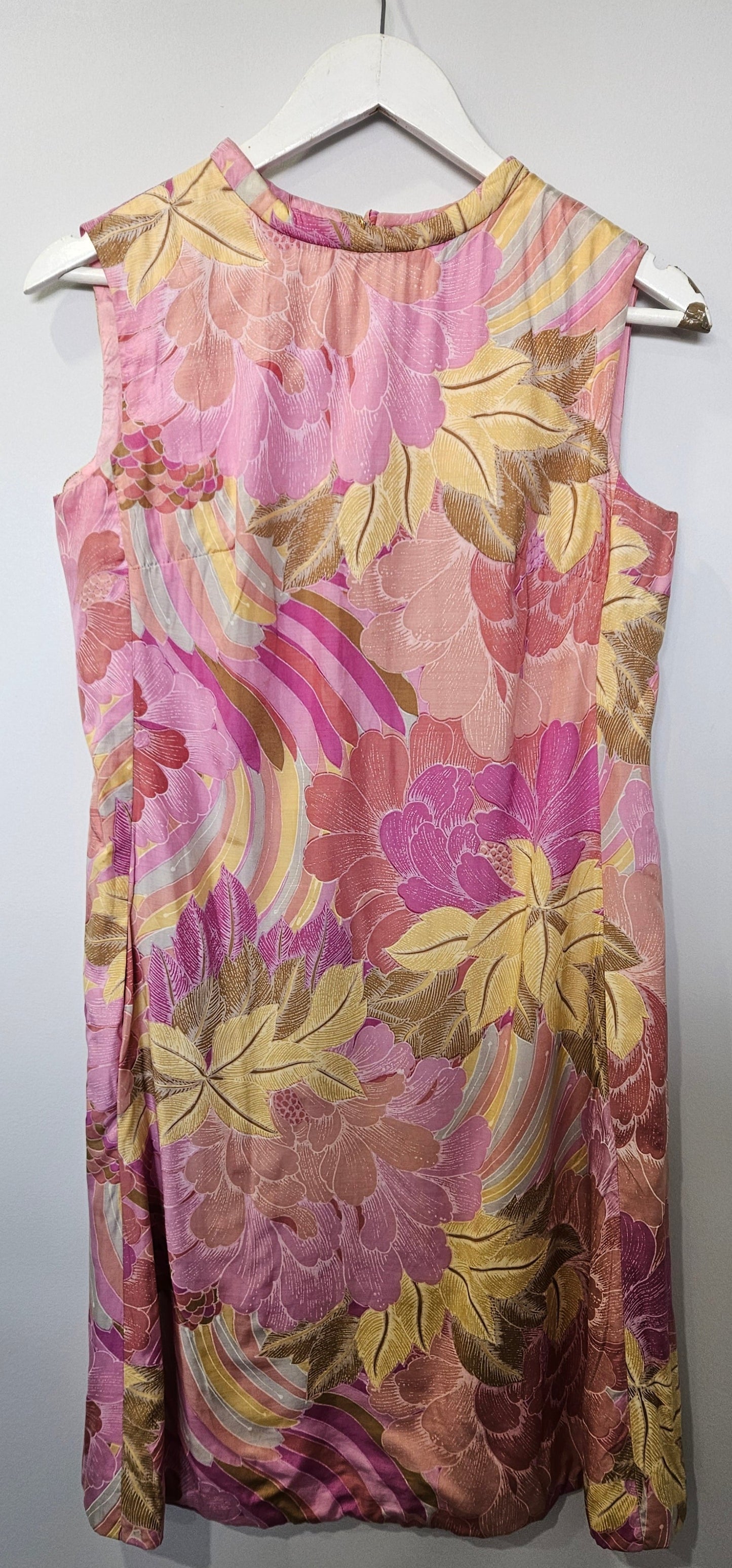 VINTAGE Yellow-Pink Floral Summer Dress W34