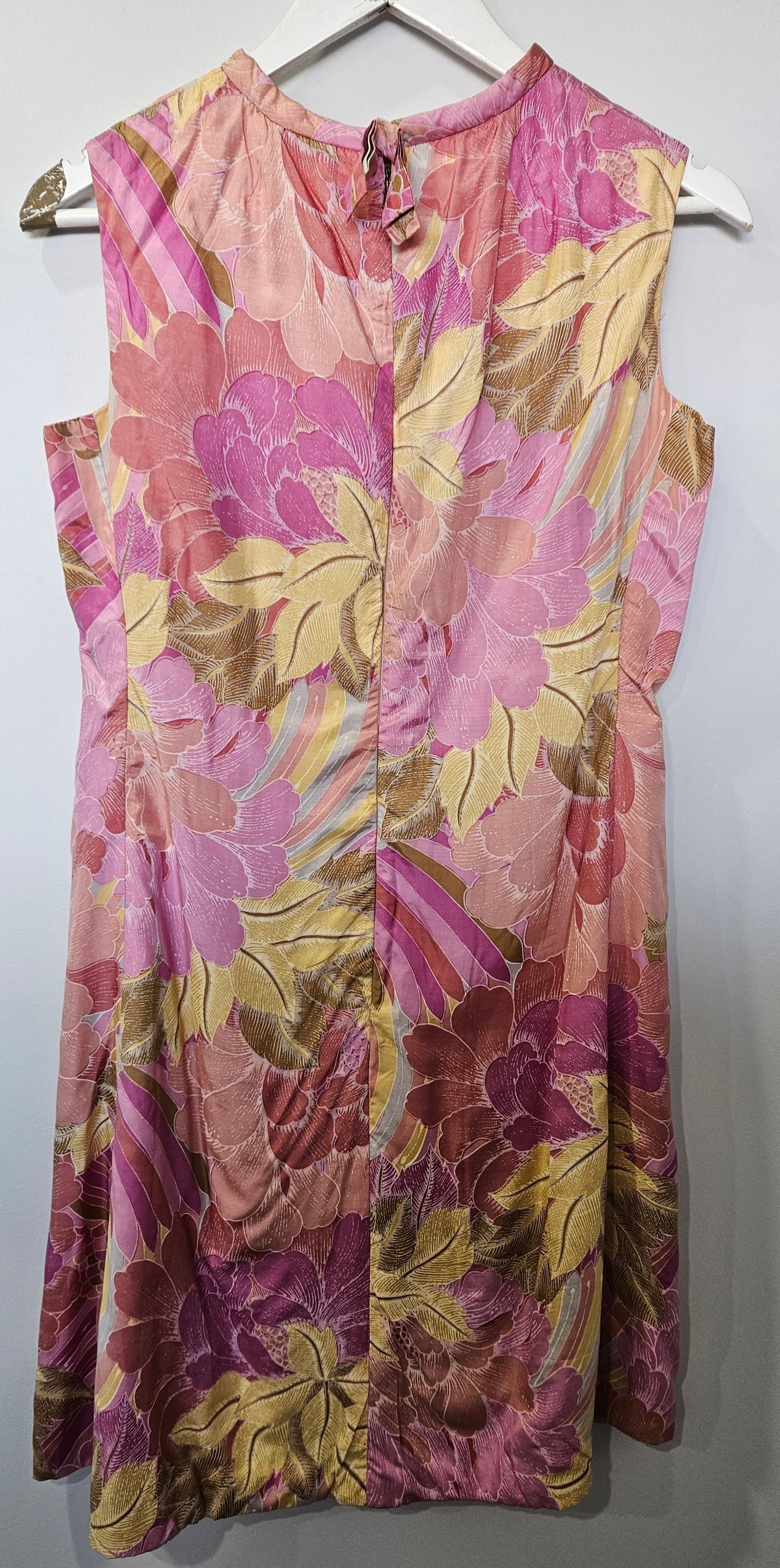 VINTAGE Yellow-Pink Floral Summer Dress W34