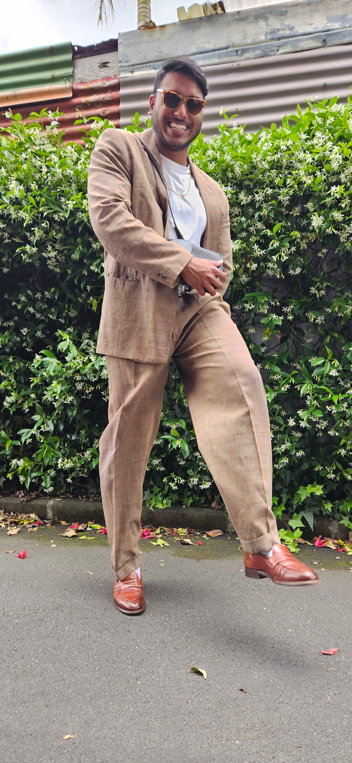 VINTAGE Mr John by Merivale Beige Men's Suit Sz S