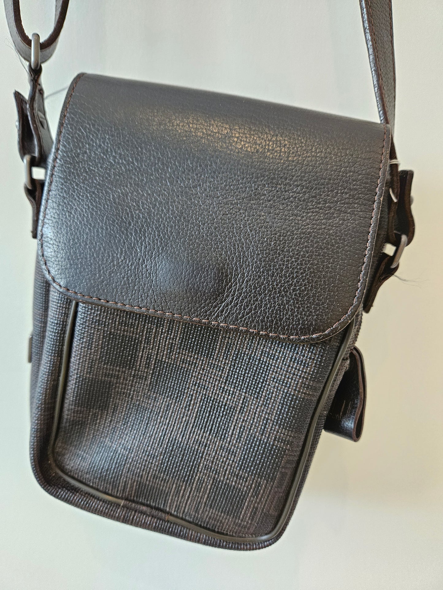 DUNHILL Brown Leather Side Bag Sz S