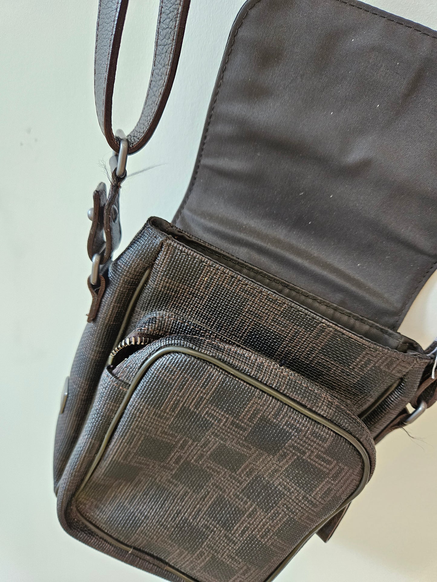DUNHILL Brown Leather Side Bag Sz S