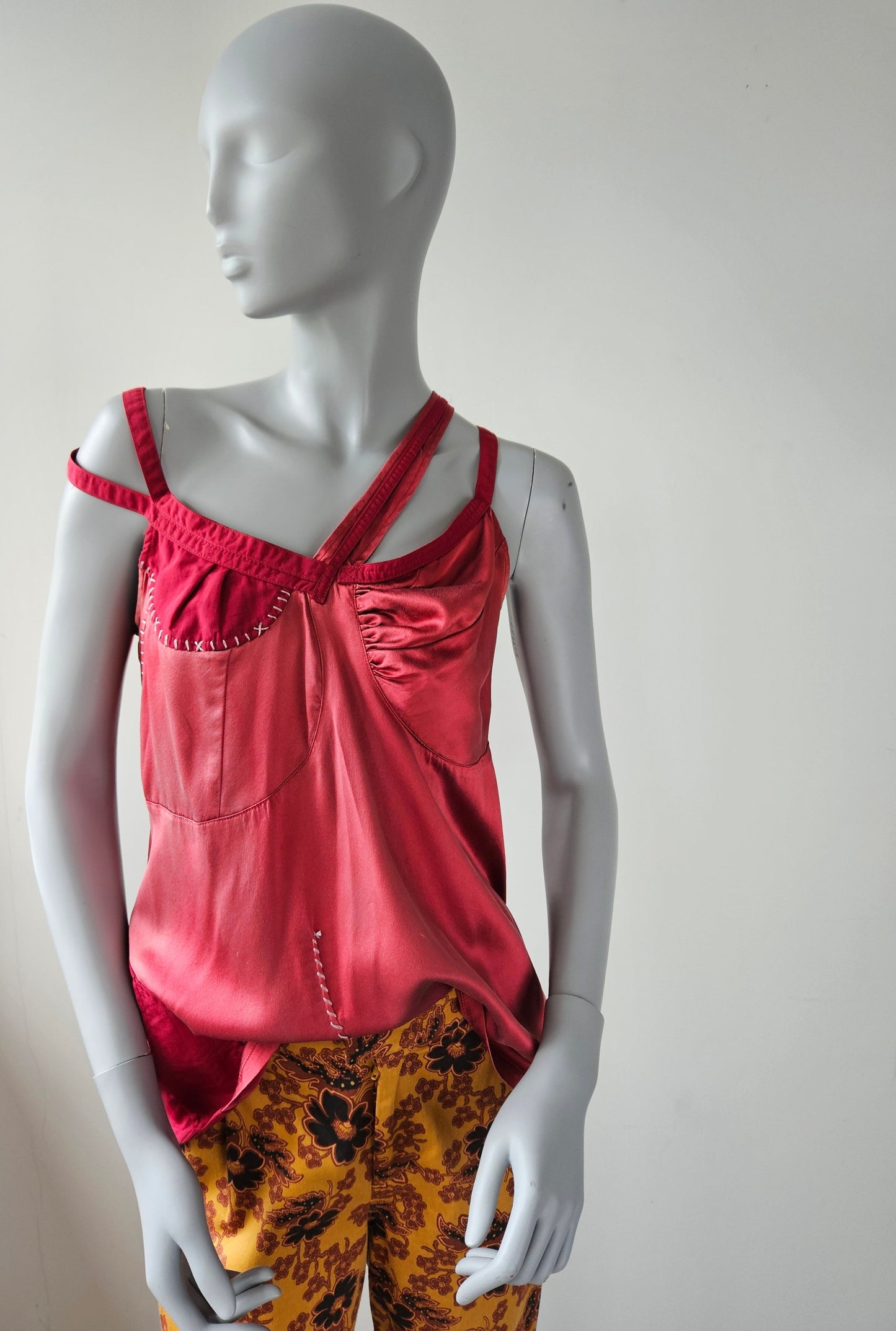 TRELISE COOPER Red Patchwork Silk Blend Vest Sz 14