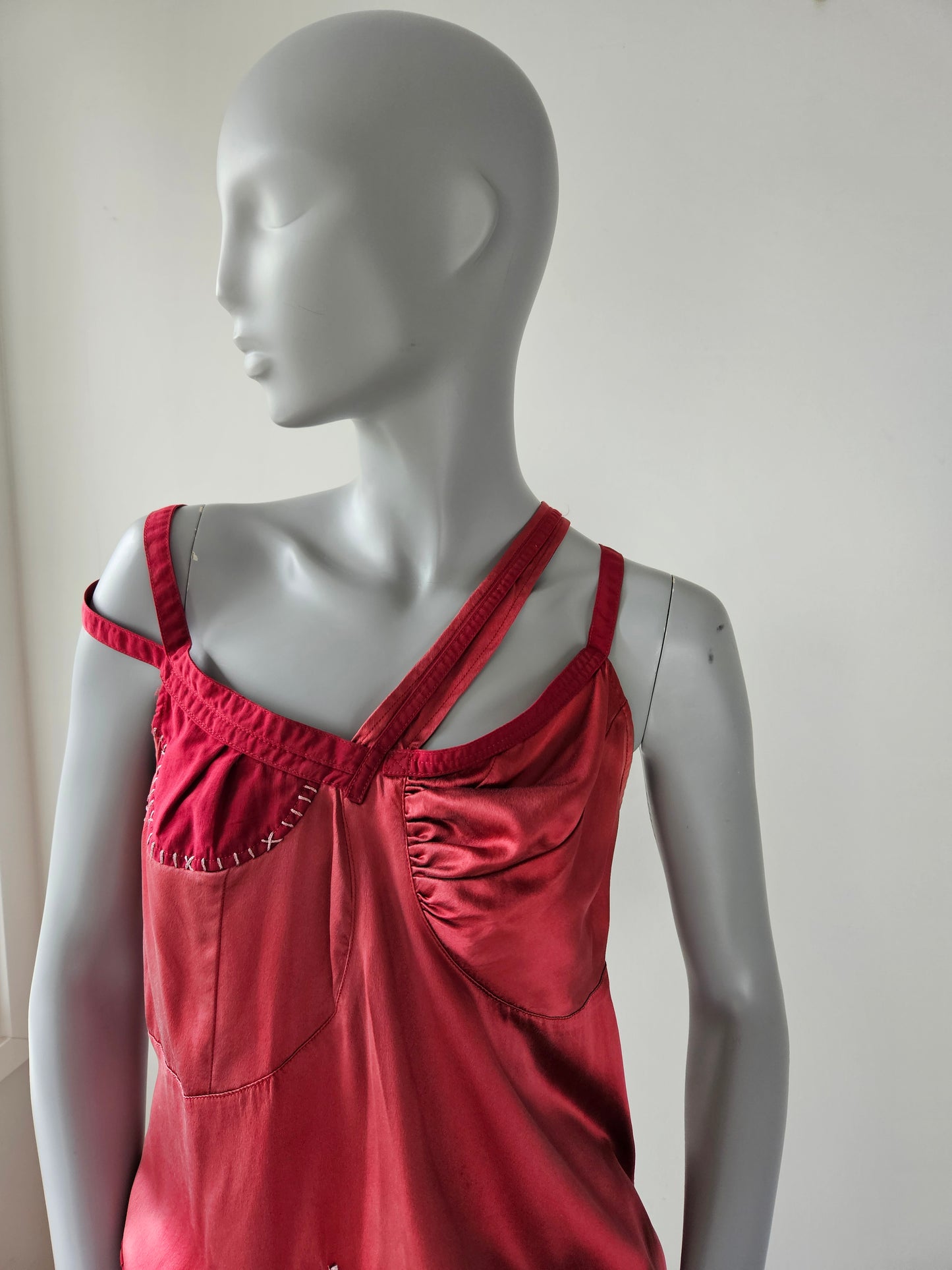 TRELISE COOPER Red Patchwork Silk Blend Vest Sz 14