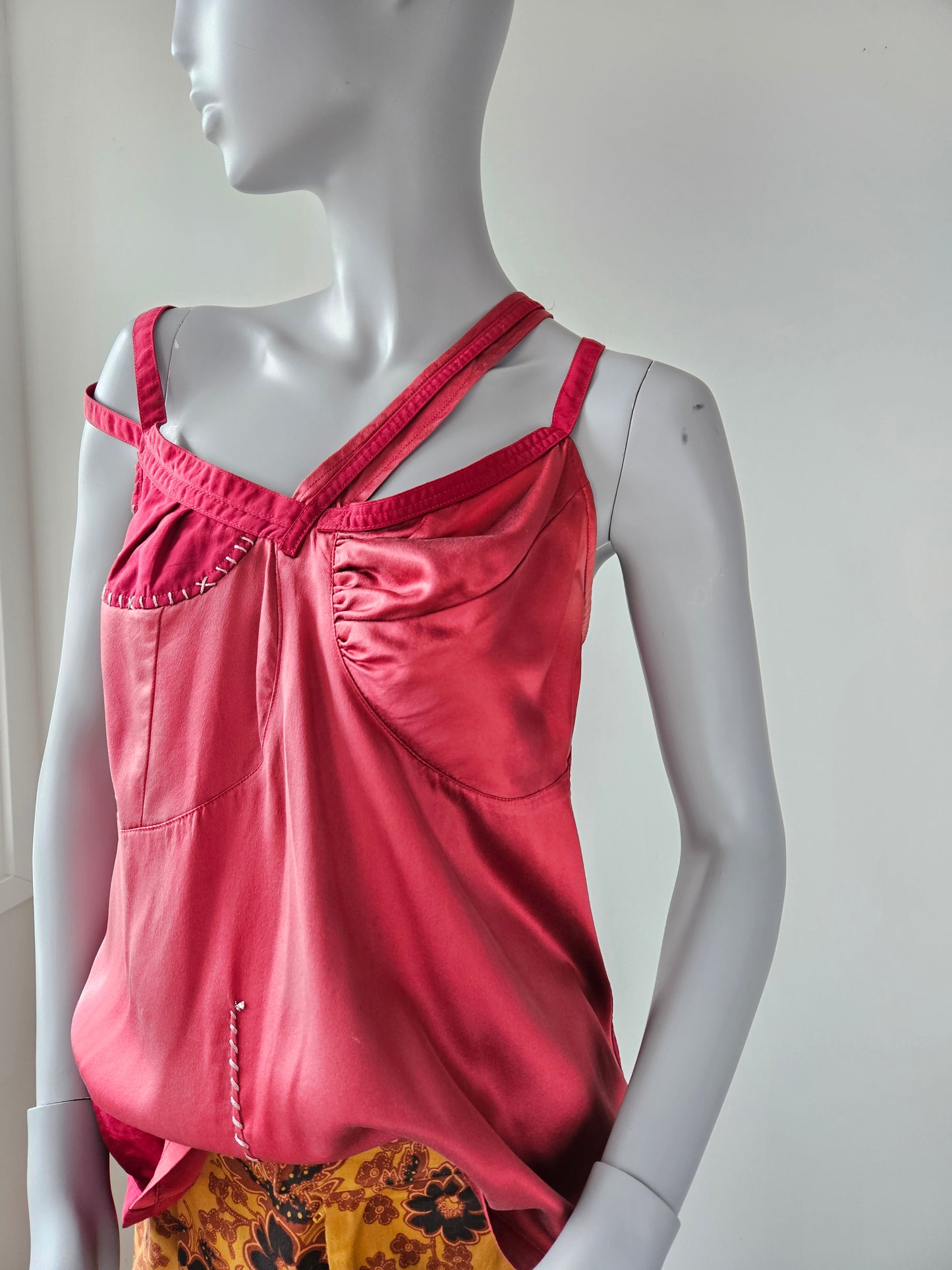 TRELISE COOPER Red Patchwork Silk Blend Vest Sz 14