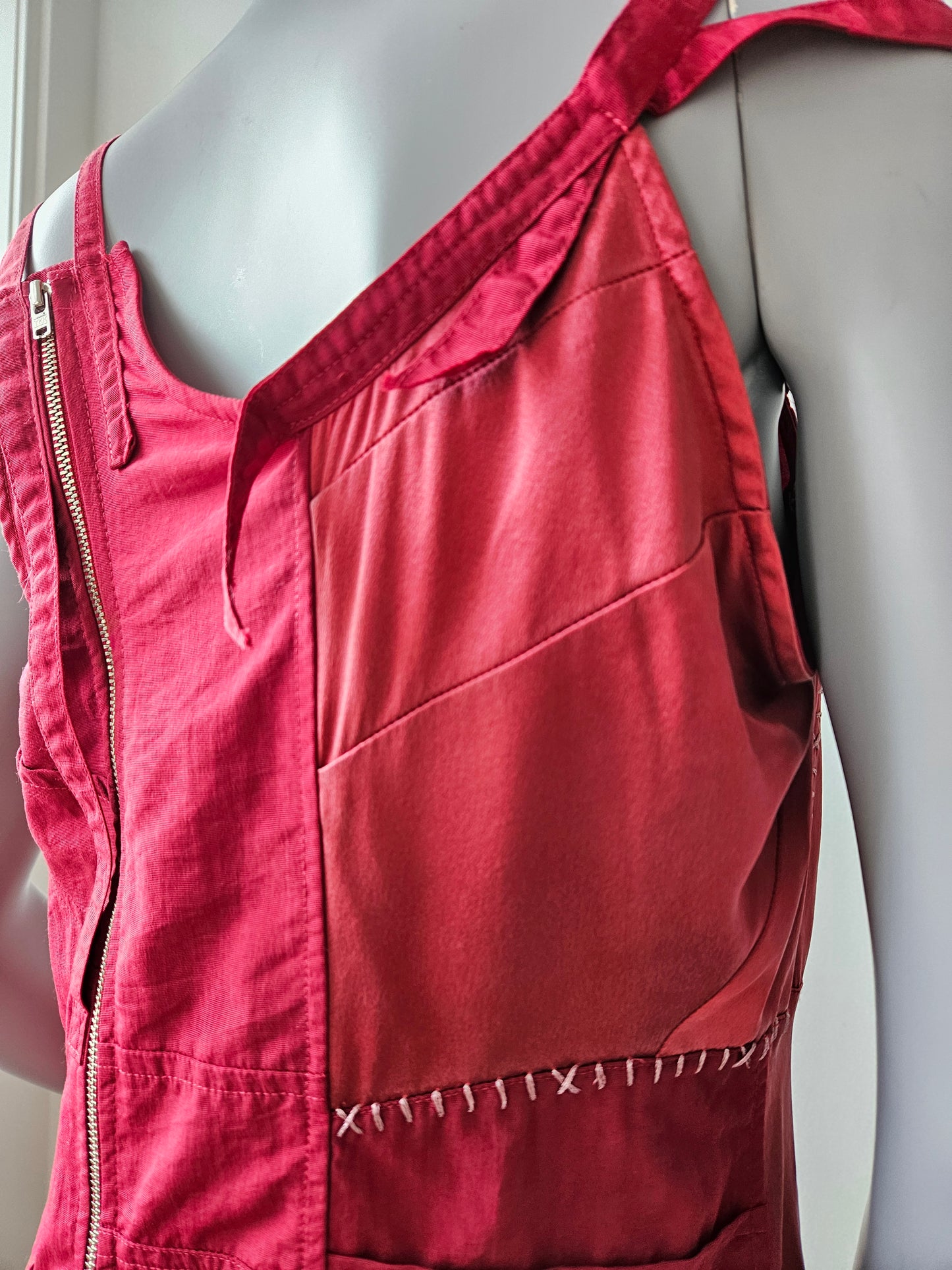 TRELISE COOPER Red Patchwork Silk Blend Vest Sz 14