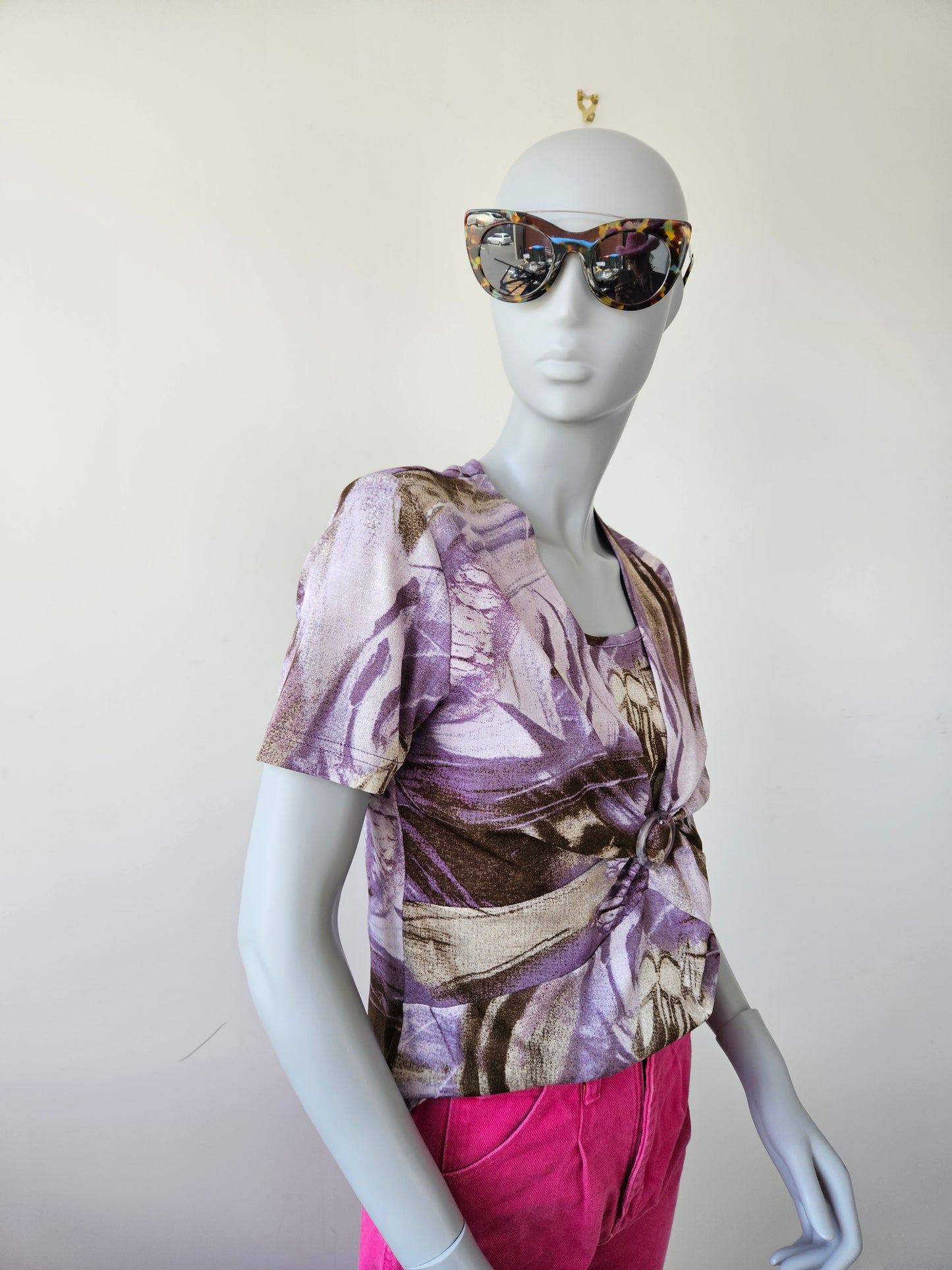 GERRY WEBER Y2K Lavender Graphic Print Top Sz 8