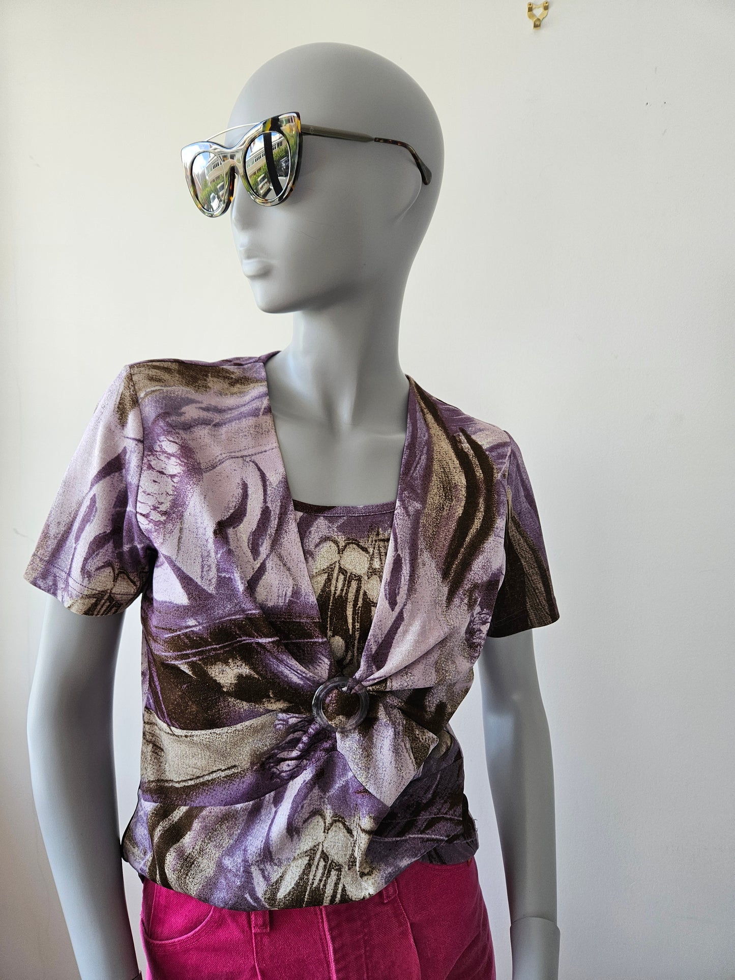 GERRY WEBER Y2K Lavender Graphic Print Top Sz 8