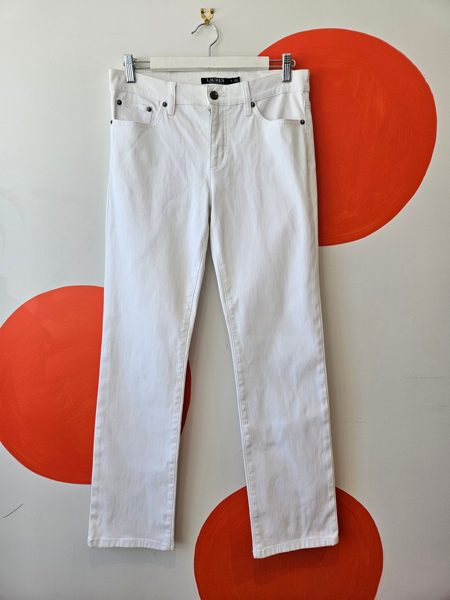 RALPH LAUREN White Straight Leg Jeans Sz 6