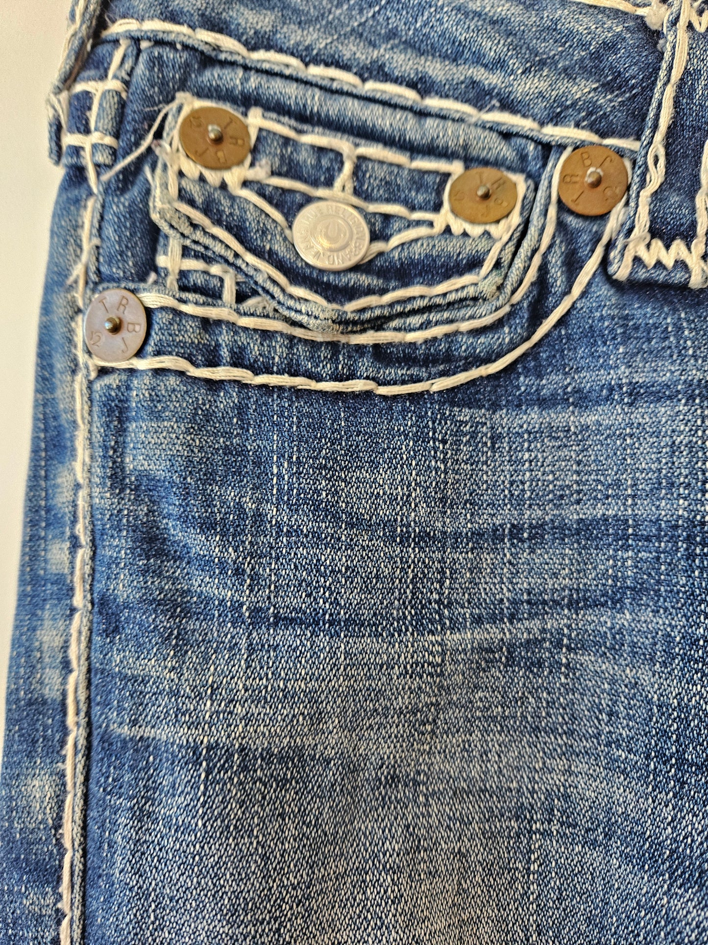 TRUE RELIGION Blue Straight Leg Denim Jeans W24