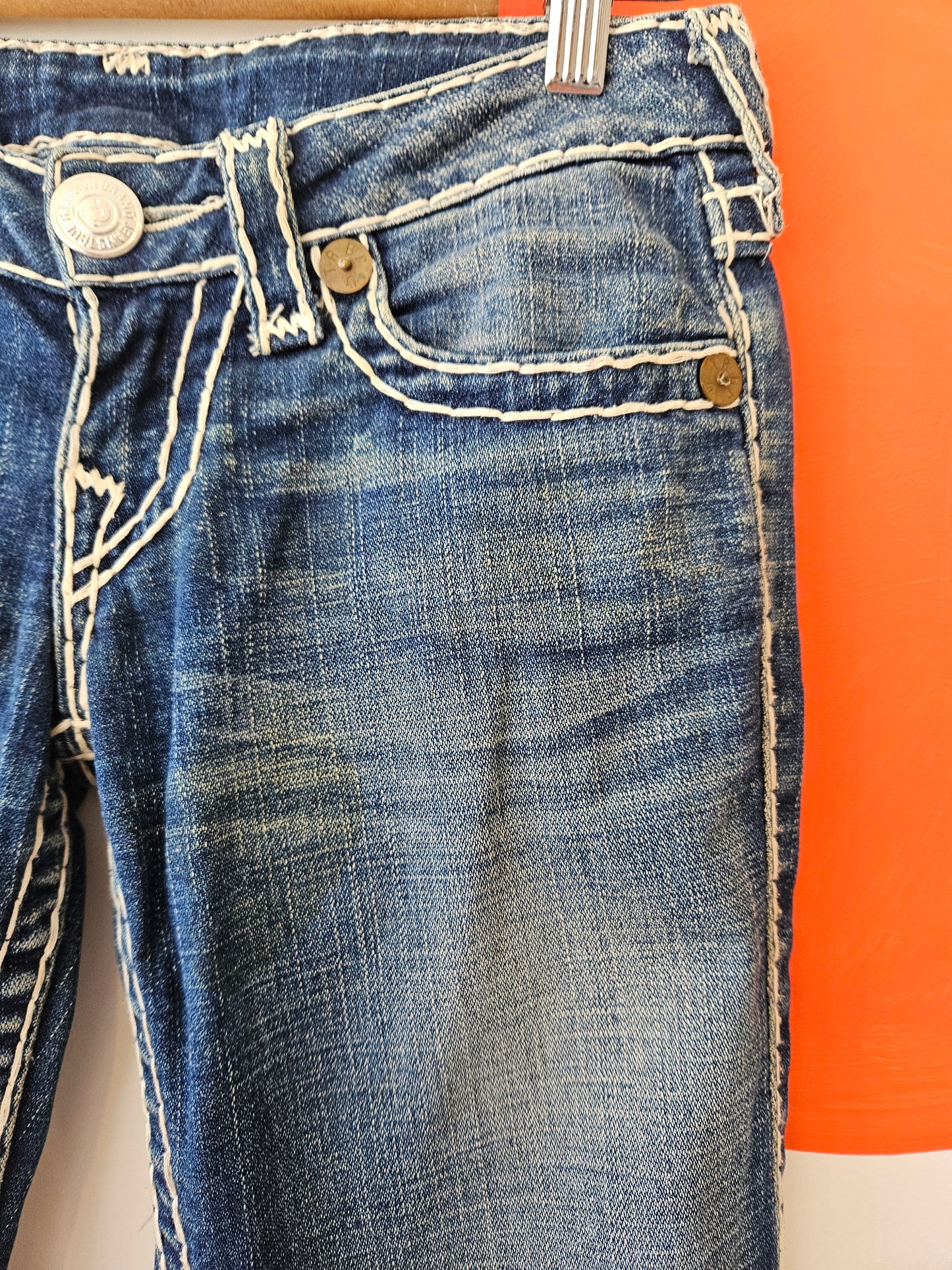 TRUE RELIGION Blue Straight Leg Denim Jeans W24
