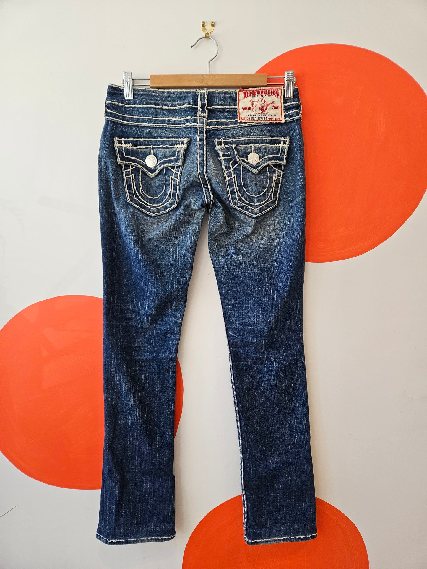 TRUE RELIGION Blue Straight Leg Denim Jeans W24