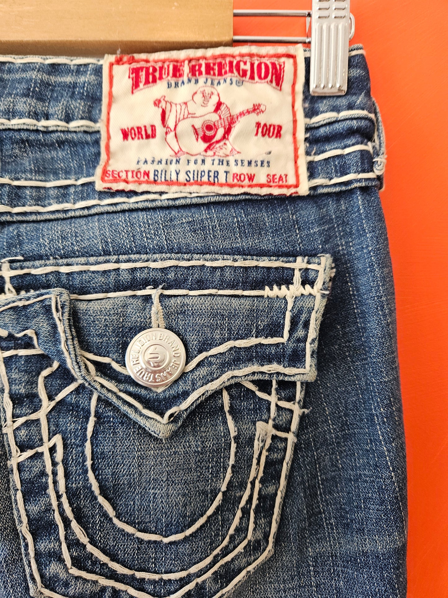 TRUE RELIGION Blue Straight Leg Denim Jeans W24