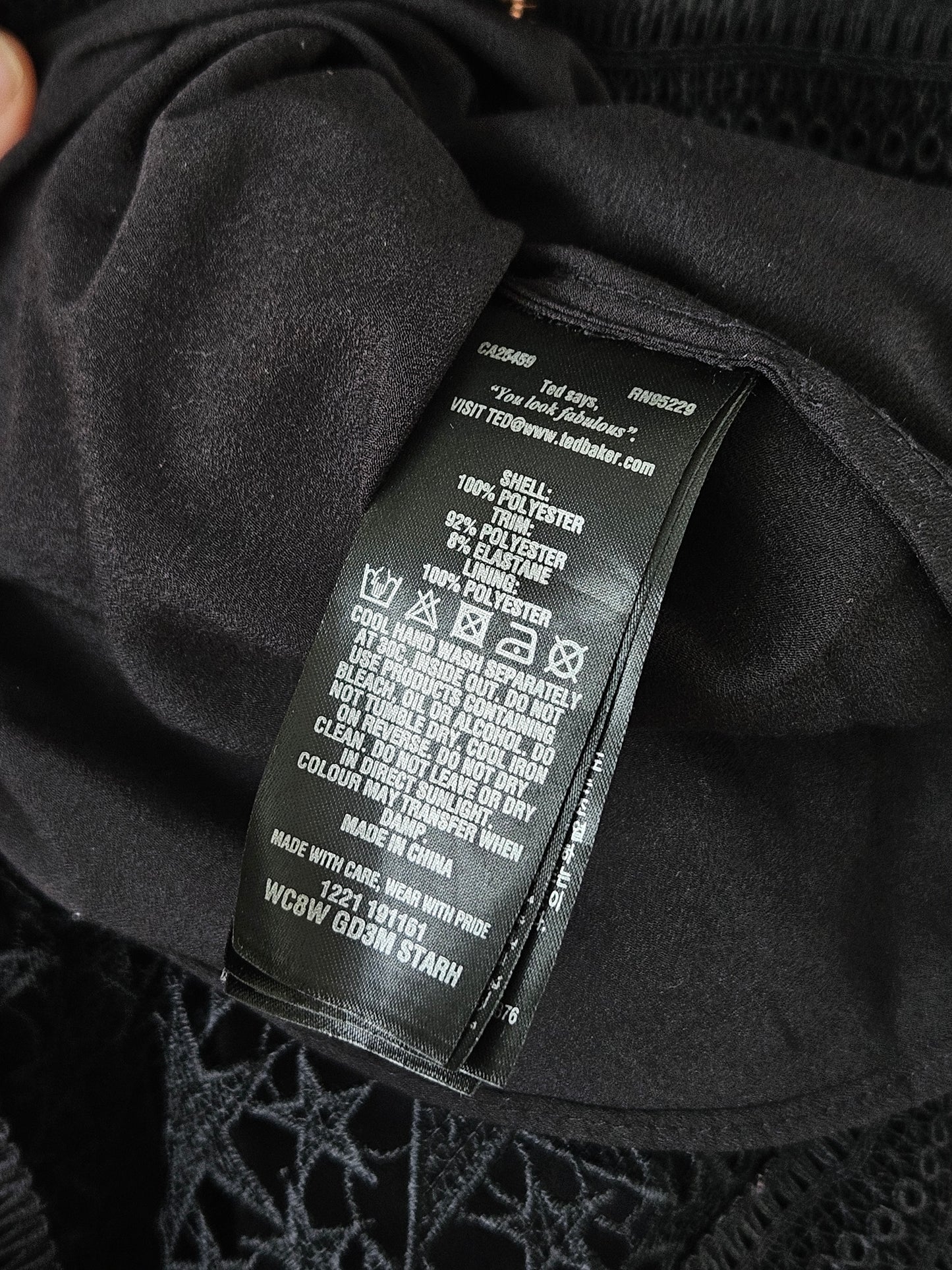 TED BAKER Black Lace Dress - SIZE 10