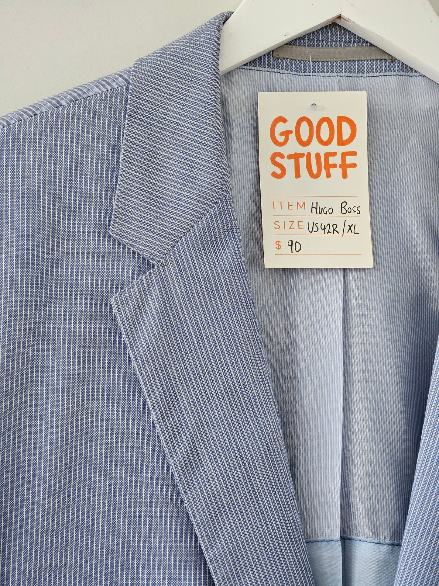 HUGO BOSS Blue Pin-Stripe Blazer - SIZE 42R