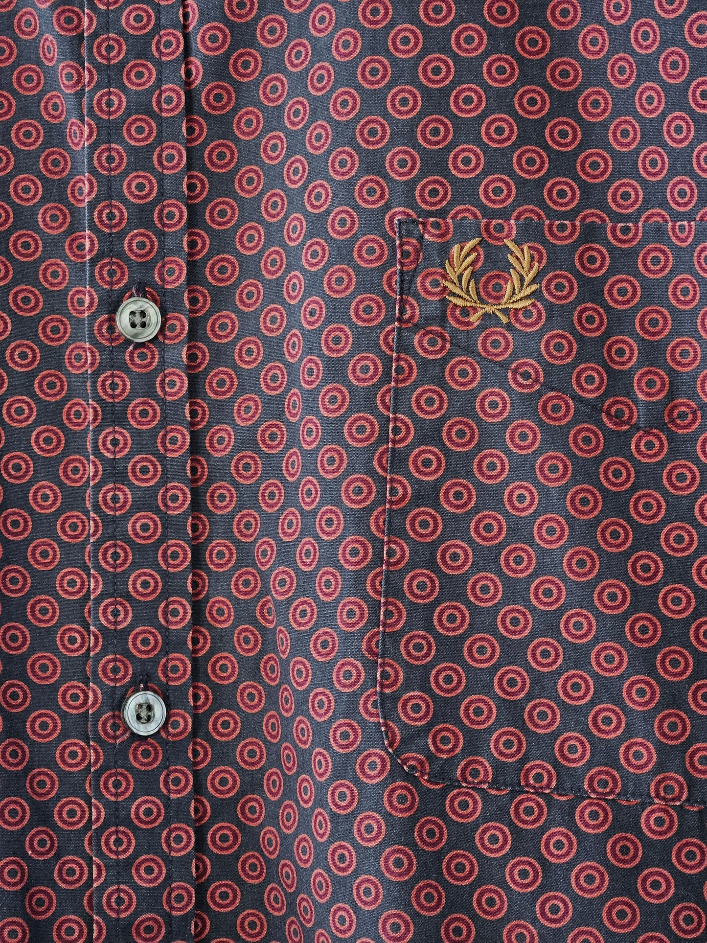 FRED PERRY Red & Blue Men's Dress Shirt - SIZE XL