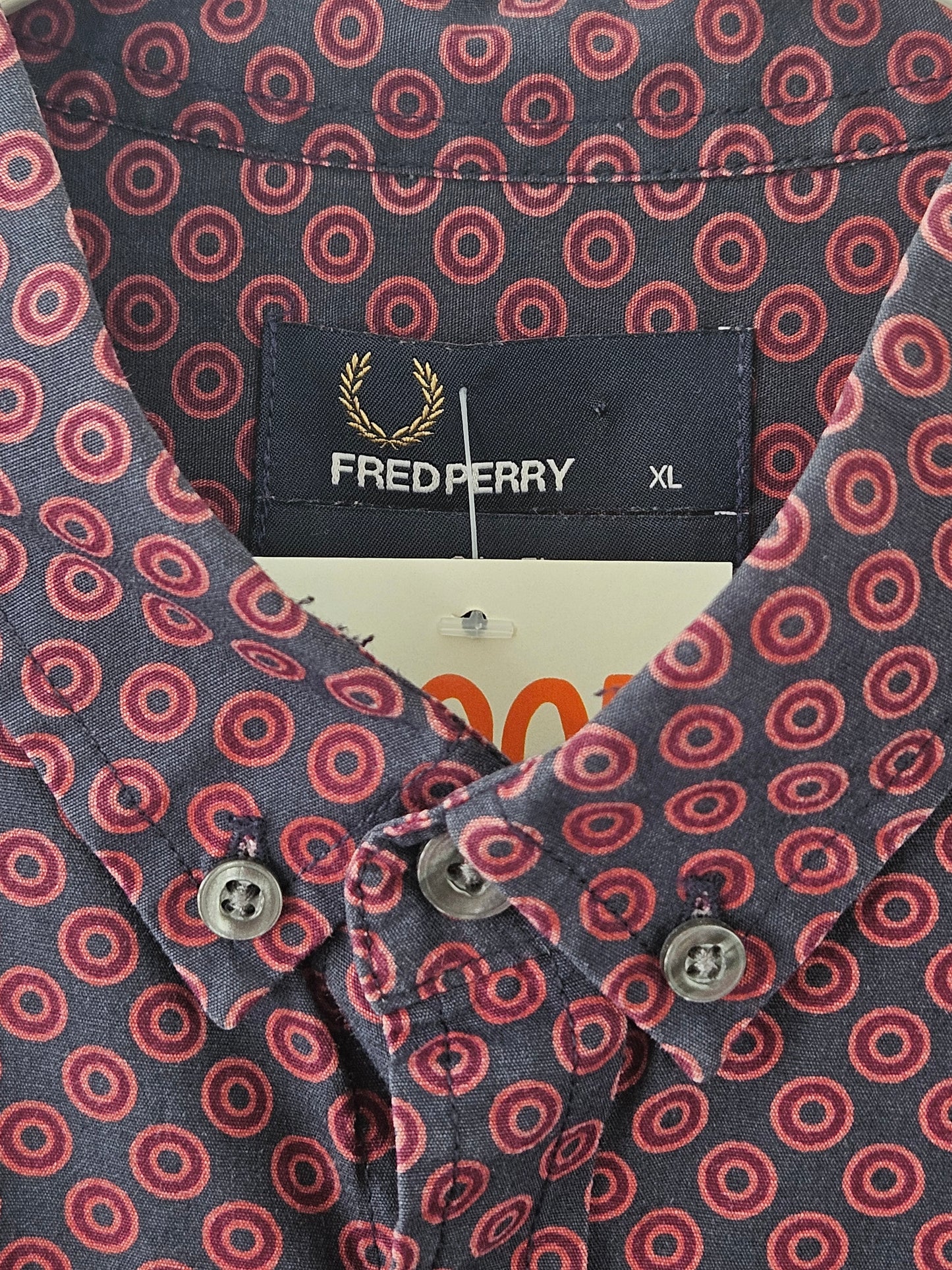 FRED PERRY Red & Blue Men's Dress Shirt - SIZE XL