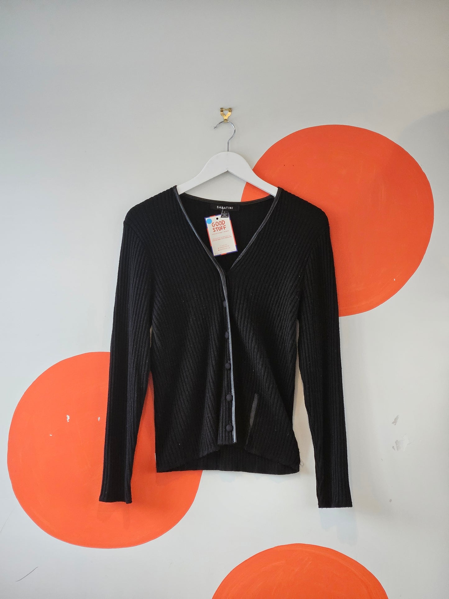 SABATINI Rib Knit Merino Cardigan - SIZE L