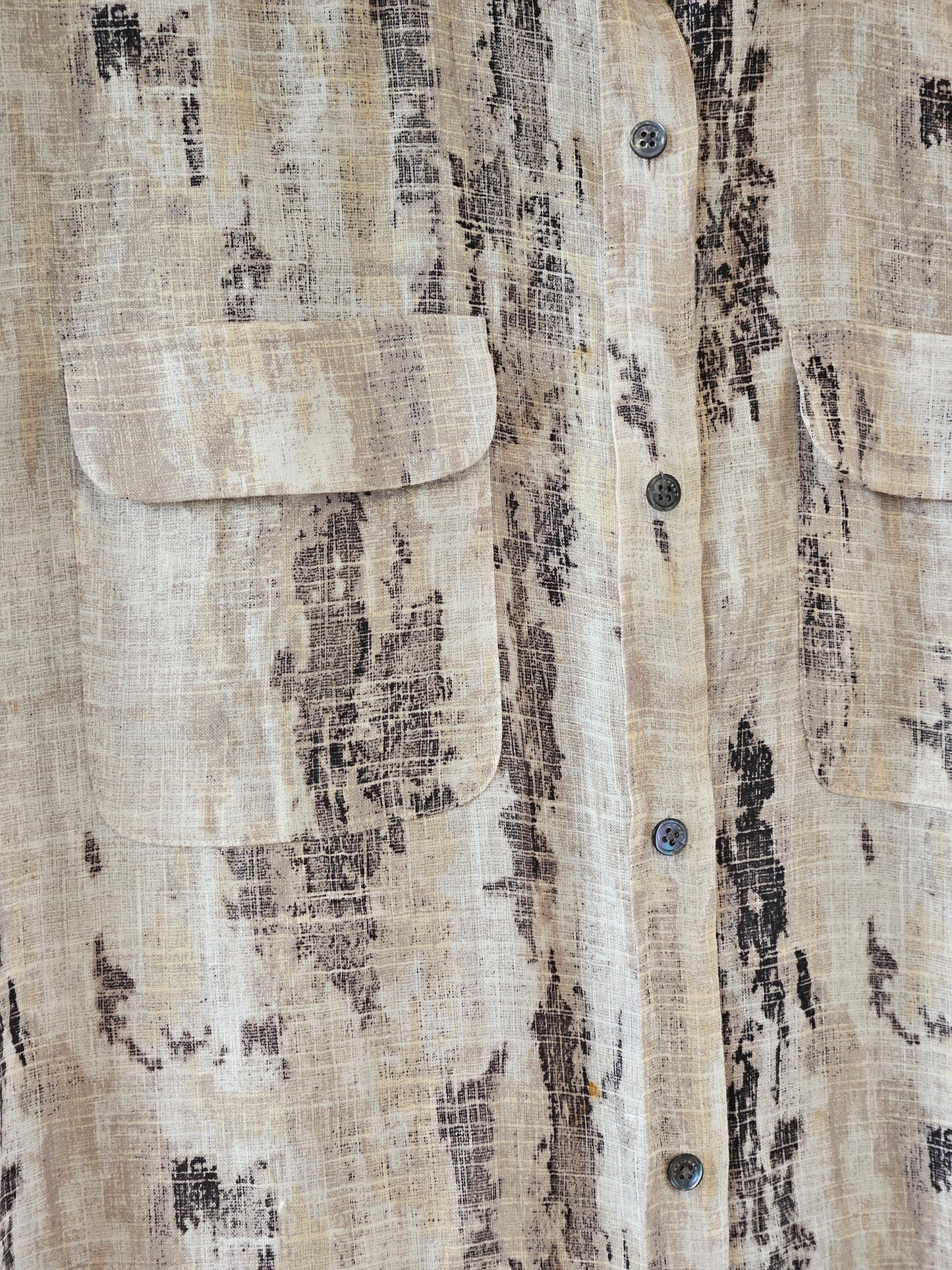 Equipment Femme Beige-Black Pattern Linen Shirt | M