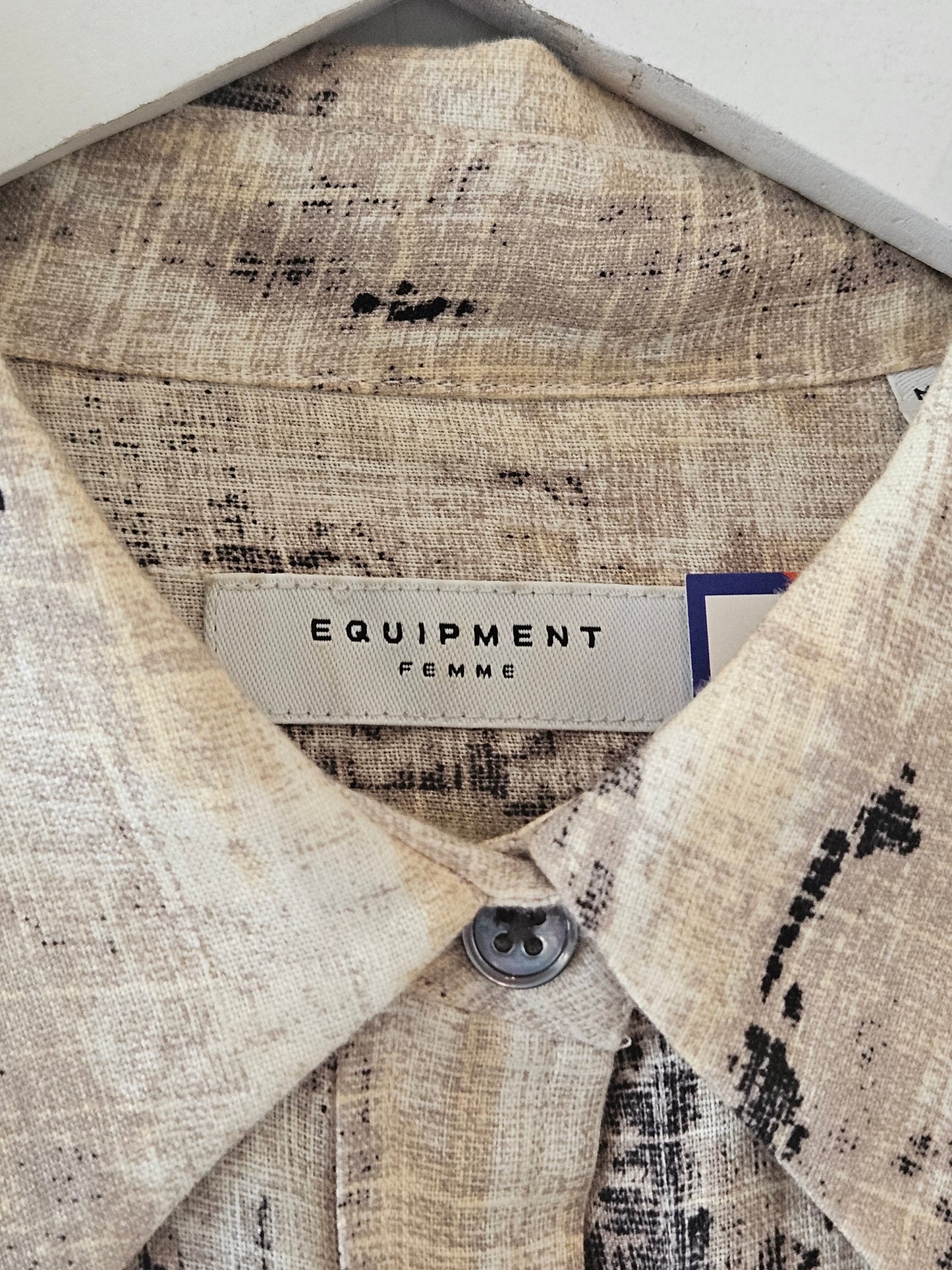 Equipment Femme Beige-Black Pattern Linen Shirt | M
