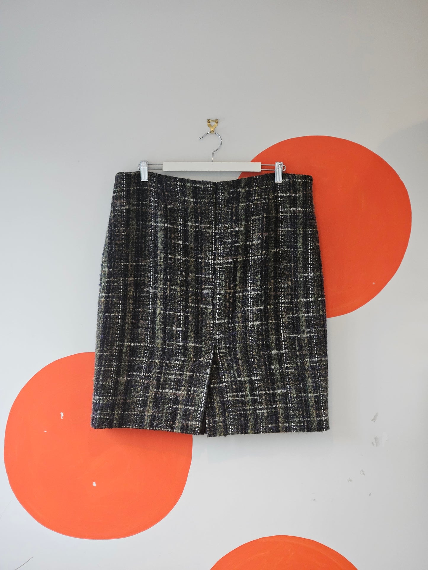 CARLSON Vintage Wool Olive Mid-Length Knit Skirt - SIZE 36"