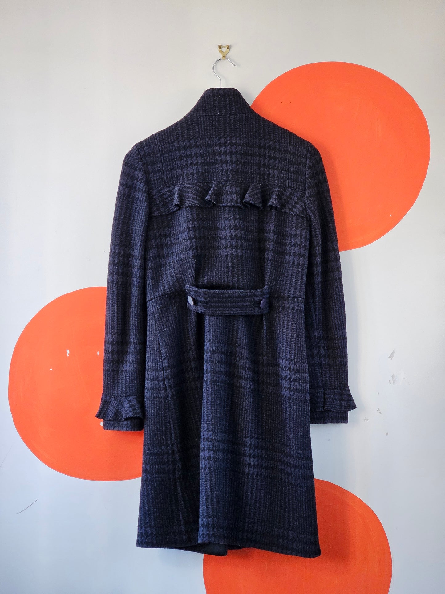 DIANE VON FURSTENBERG Houndstooth Wool Cotton Coat - SIZE 8