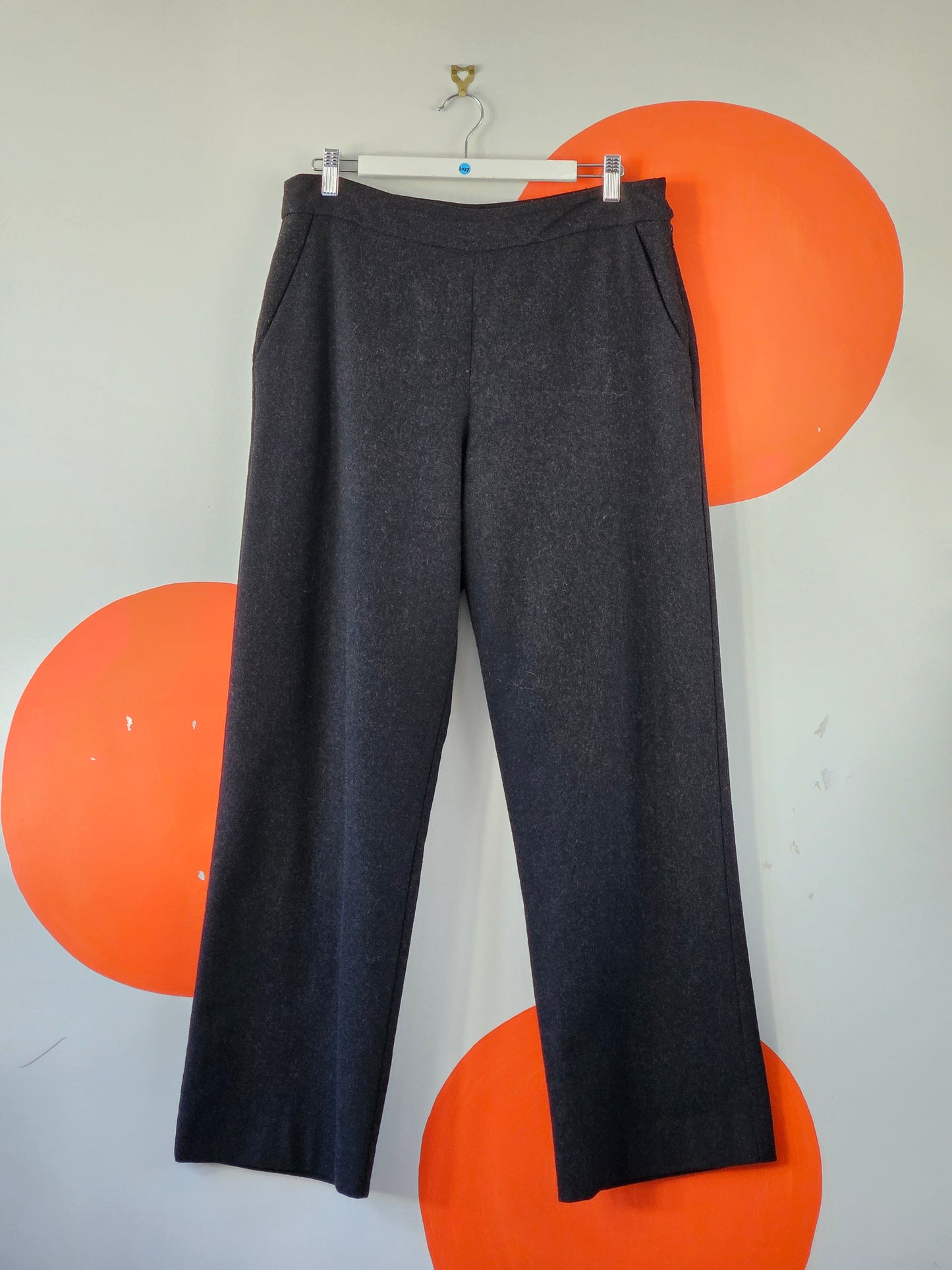 KATE SYLVESTER Charcoal Wool Trousers - SIZE 14