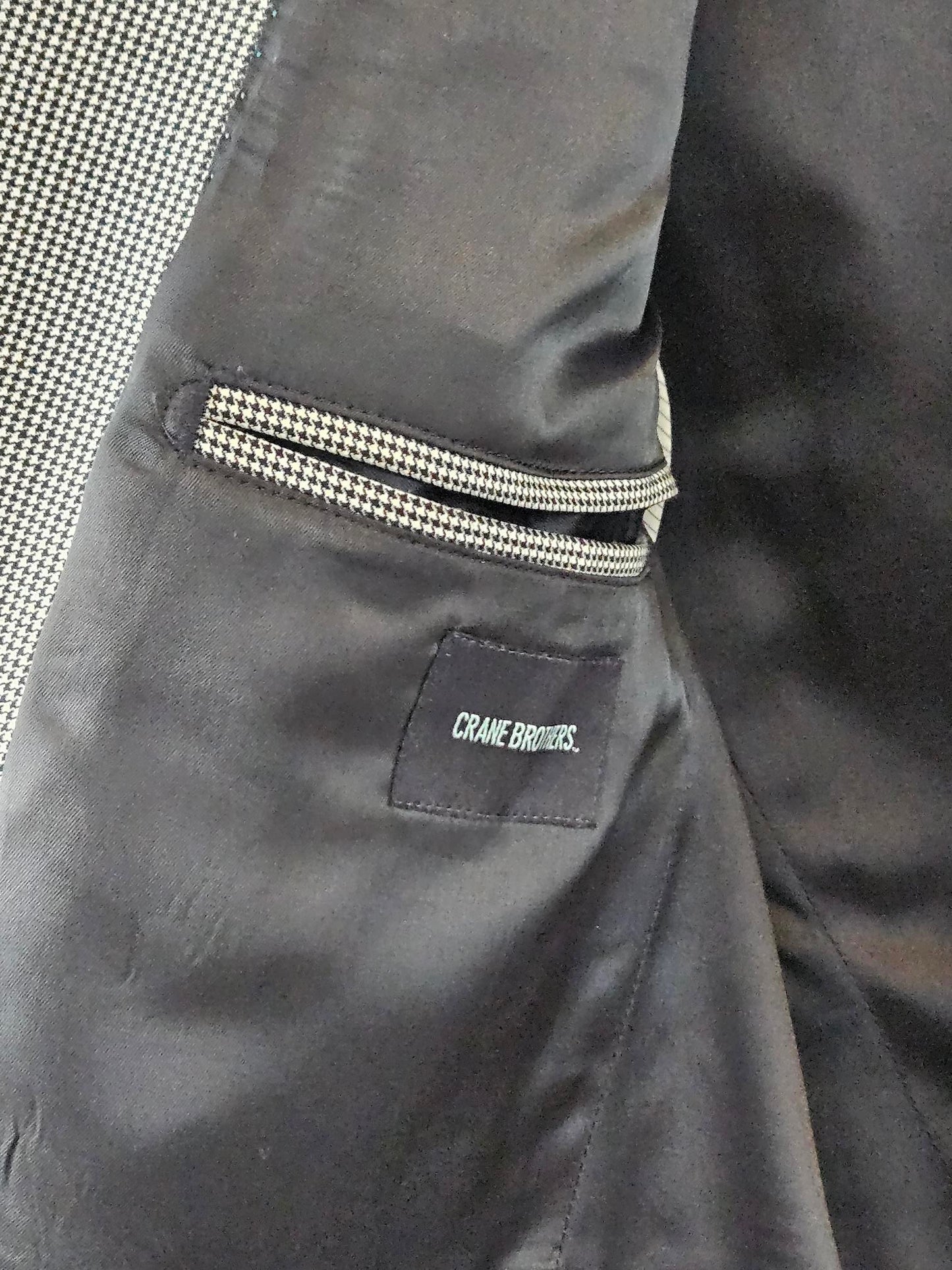 Crane Brothers Black-White Houndstooth Men's Suit