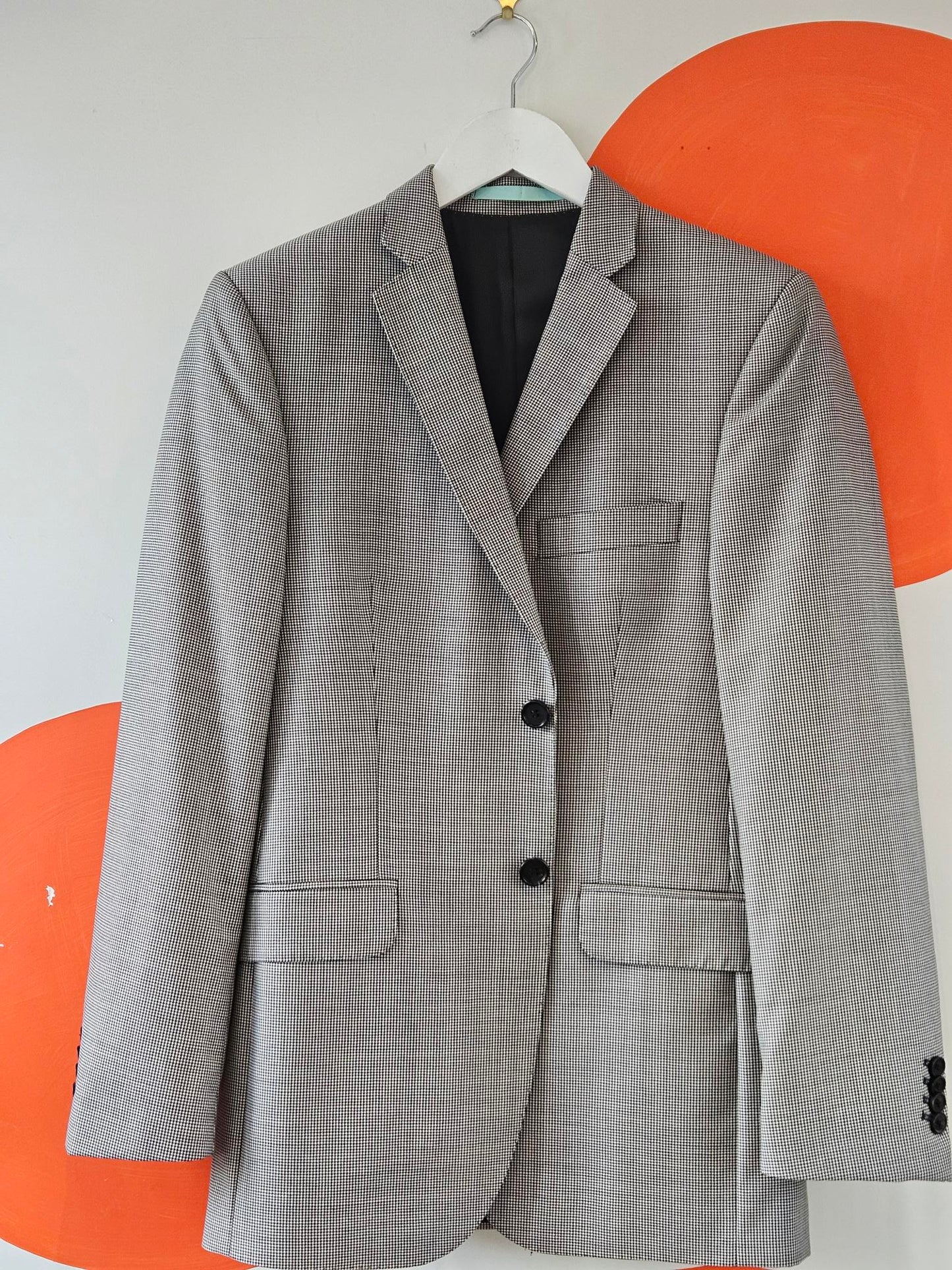 Crane Brothers Black-White Houndstooth Men's Suit