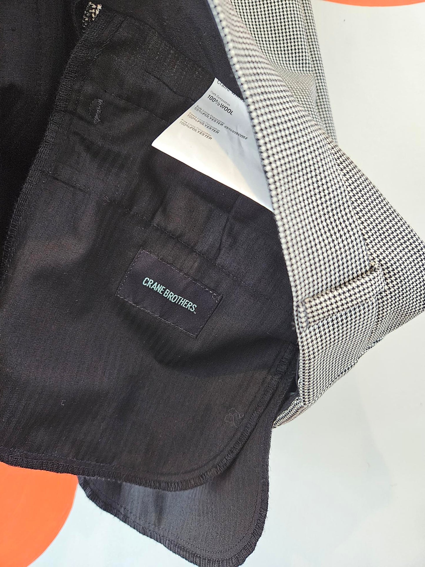 Crane Brothers Black-White Houndstooth Men's Suit