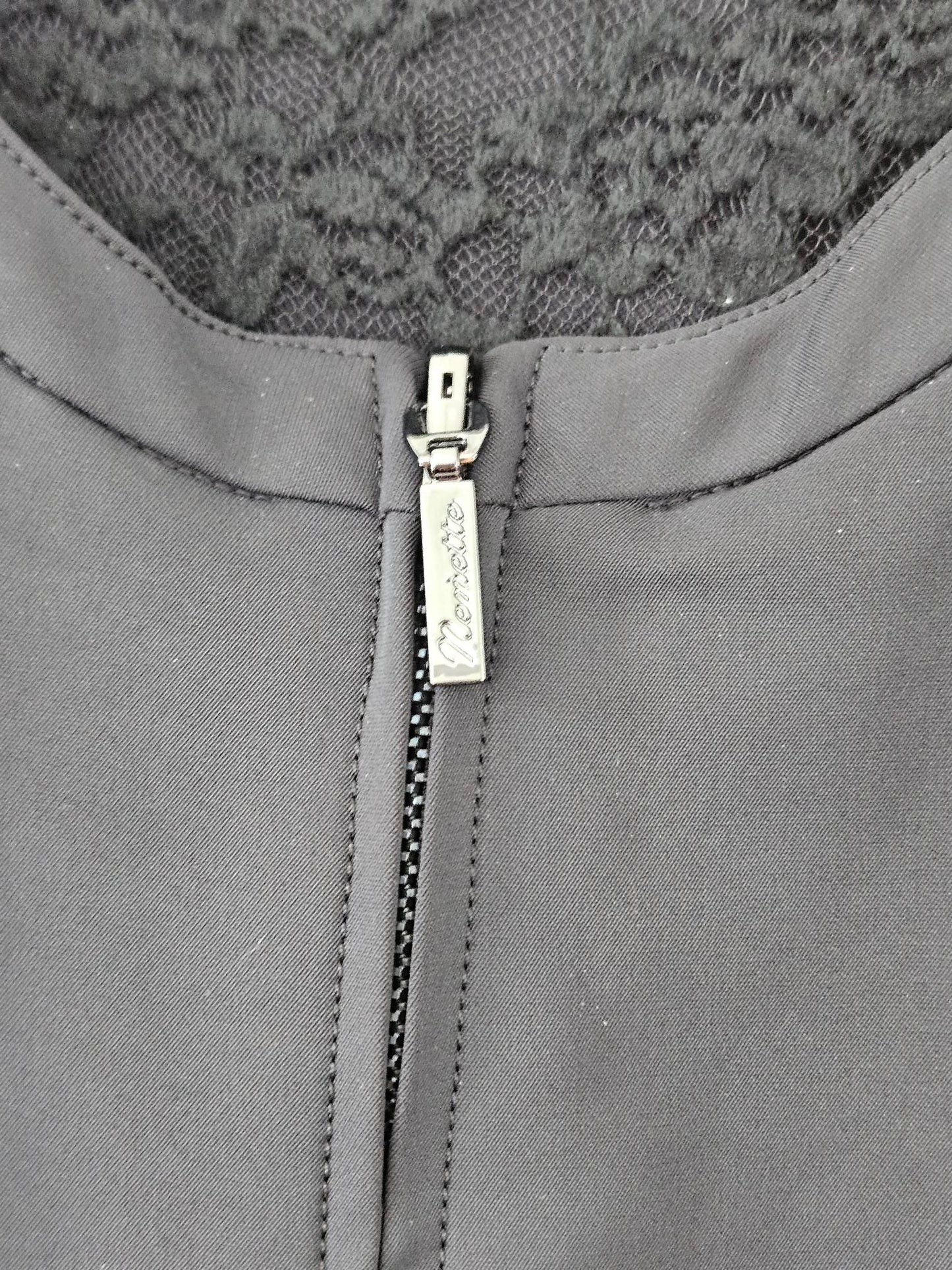 Nenette Black Ruffle & Lace Reversible Crop Jacket