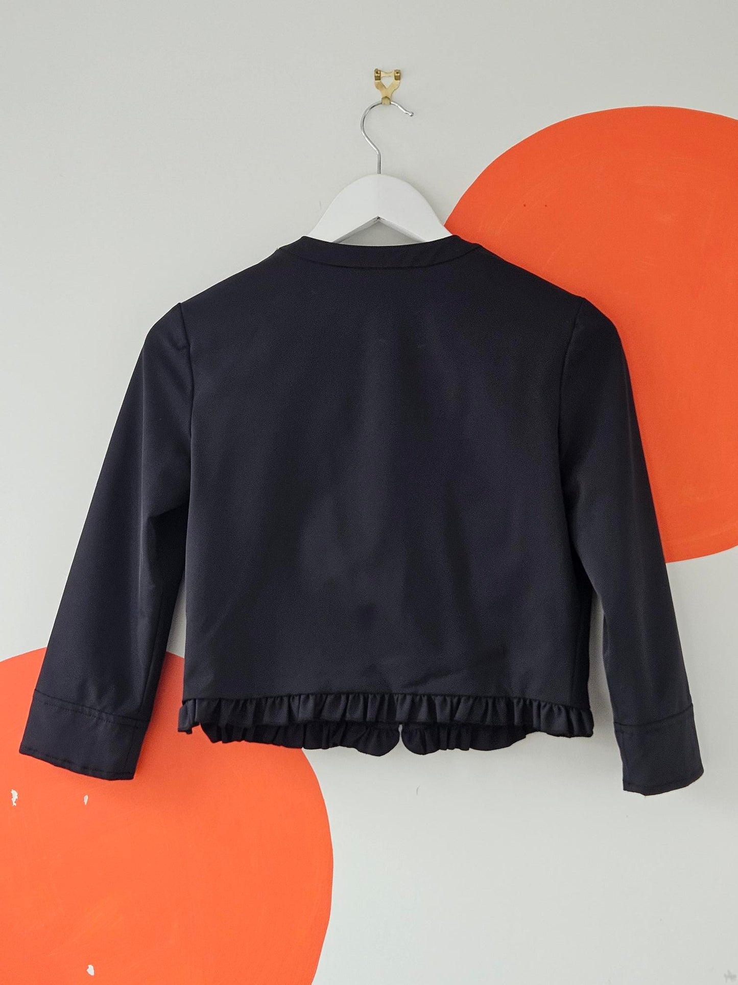 Nenette Black Ruffle & Lace Reversible Crop Jacket