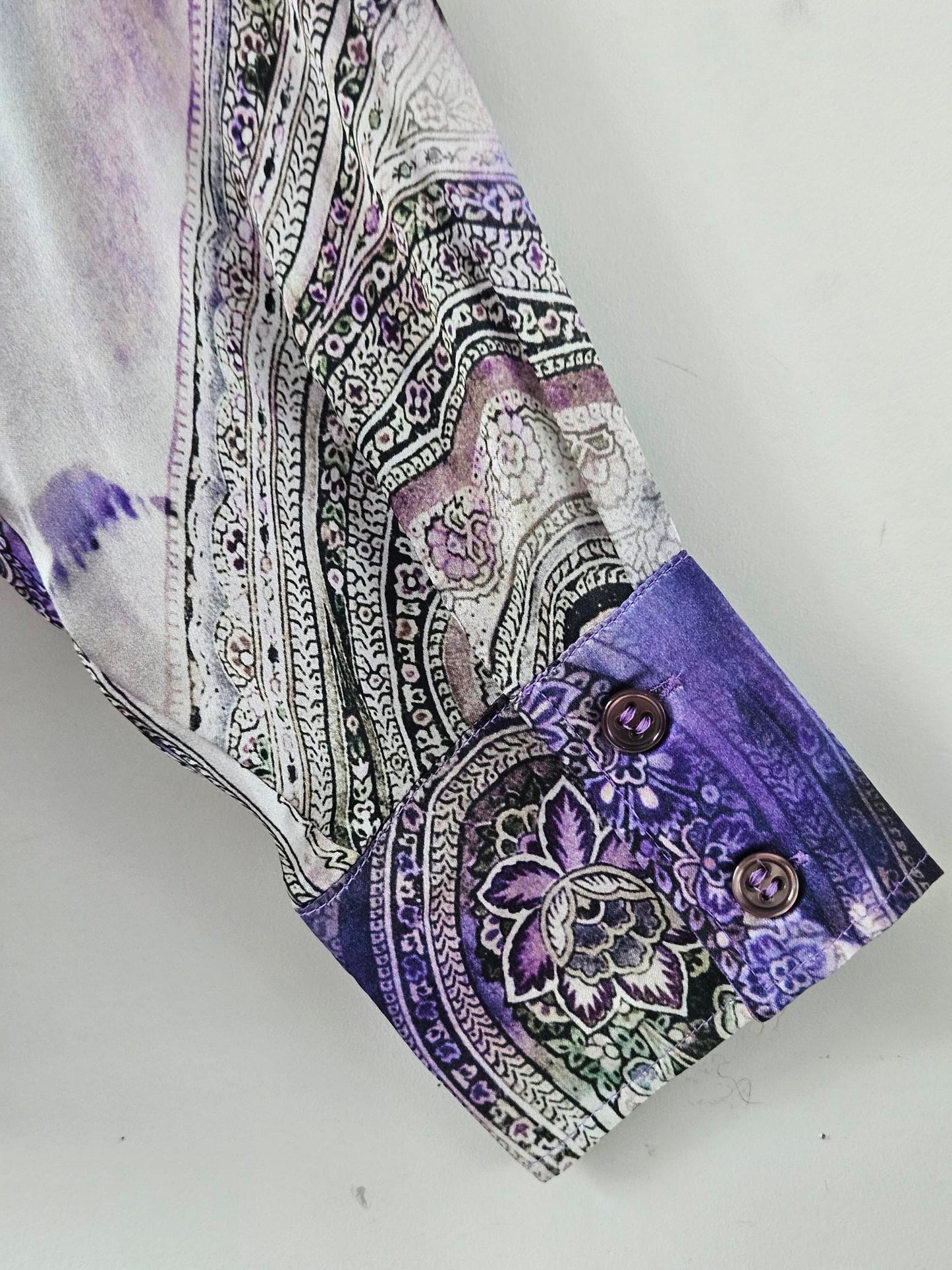 Basler Y2K Purple-Mauve Paisley Silk Blouse