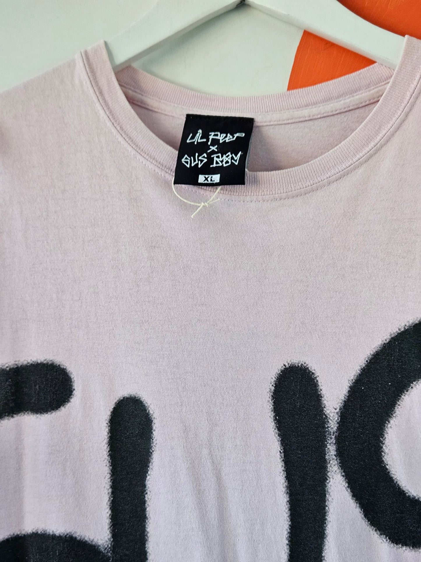 GOTHBOICLIQUE × Lil Peep × Sus Boy Collector's Pink-Black Printed Asymmetric Men's Tee