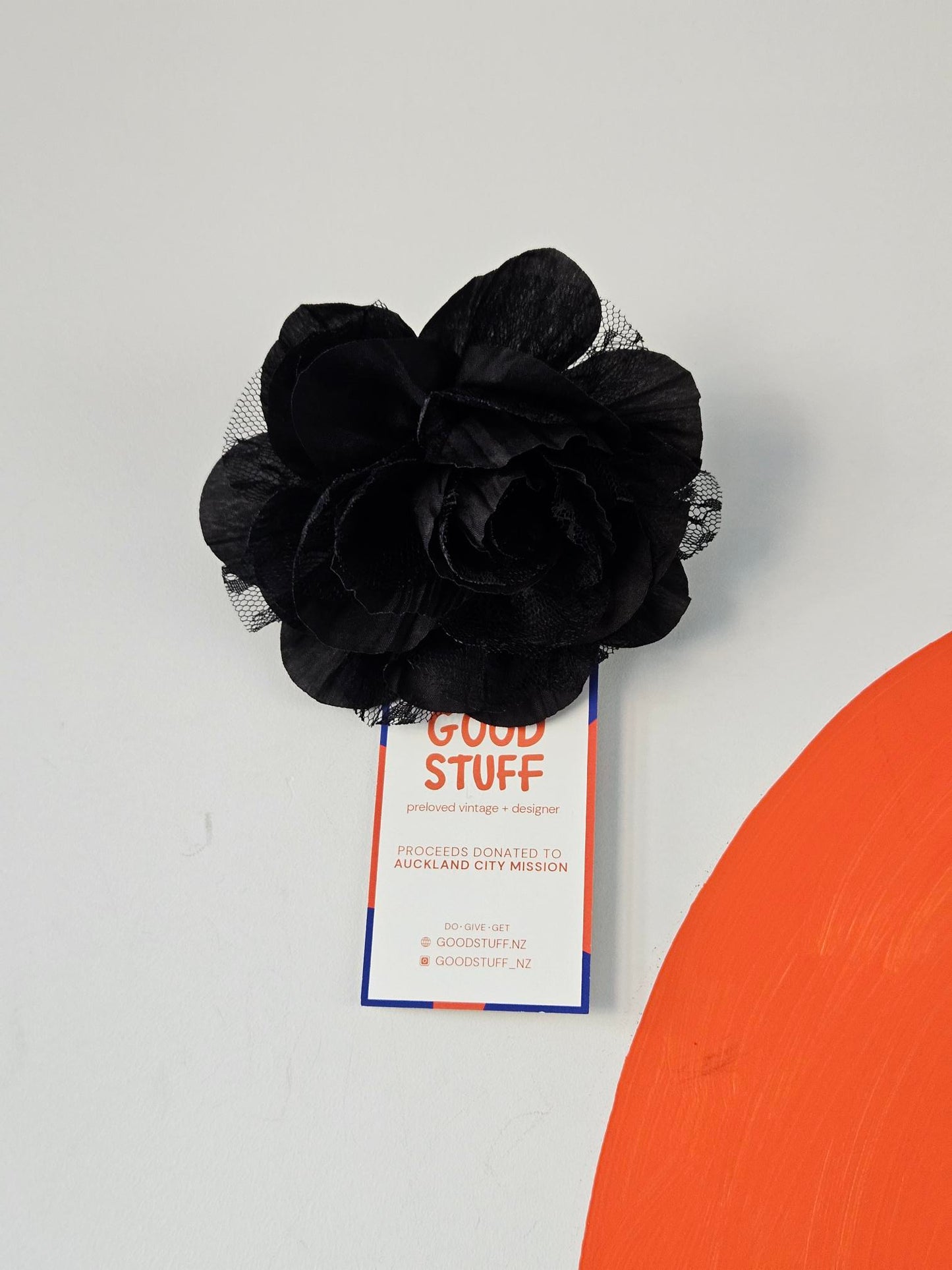 Paule Ka Black Silk Flower Brooch