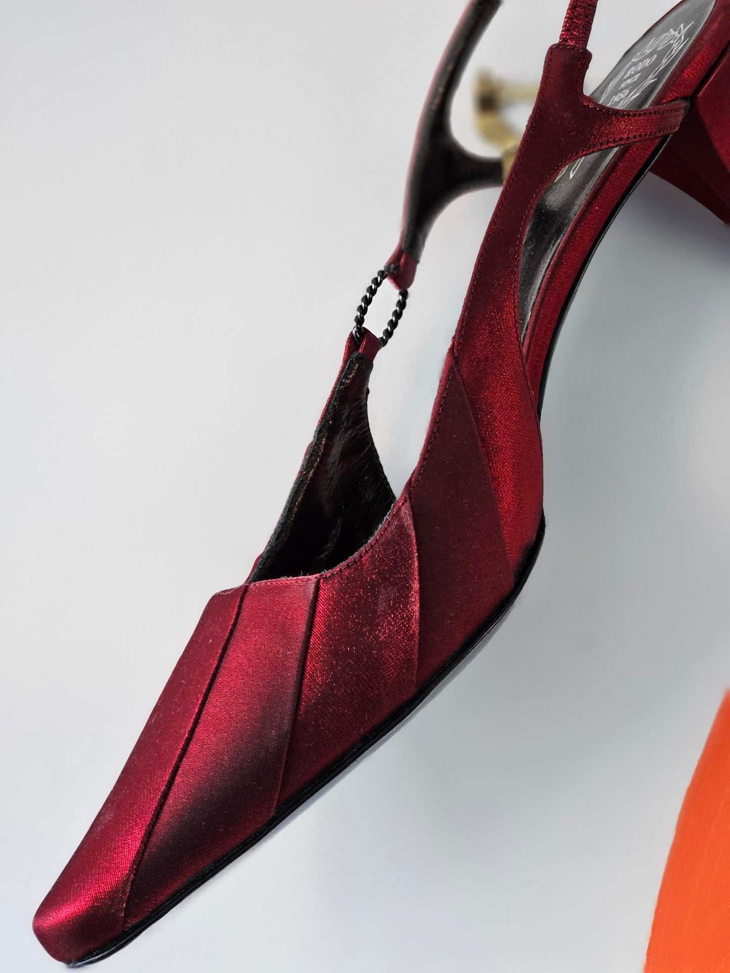 Rodo Red Satin Sling Back Kitten Heels