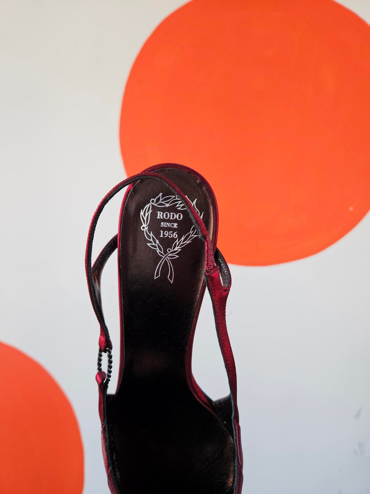 Rodo Red Satin Sling Back Kitten Heels