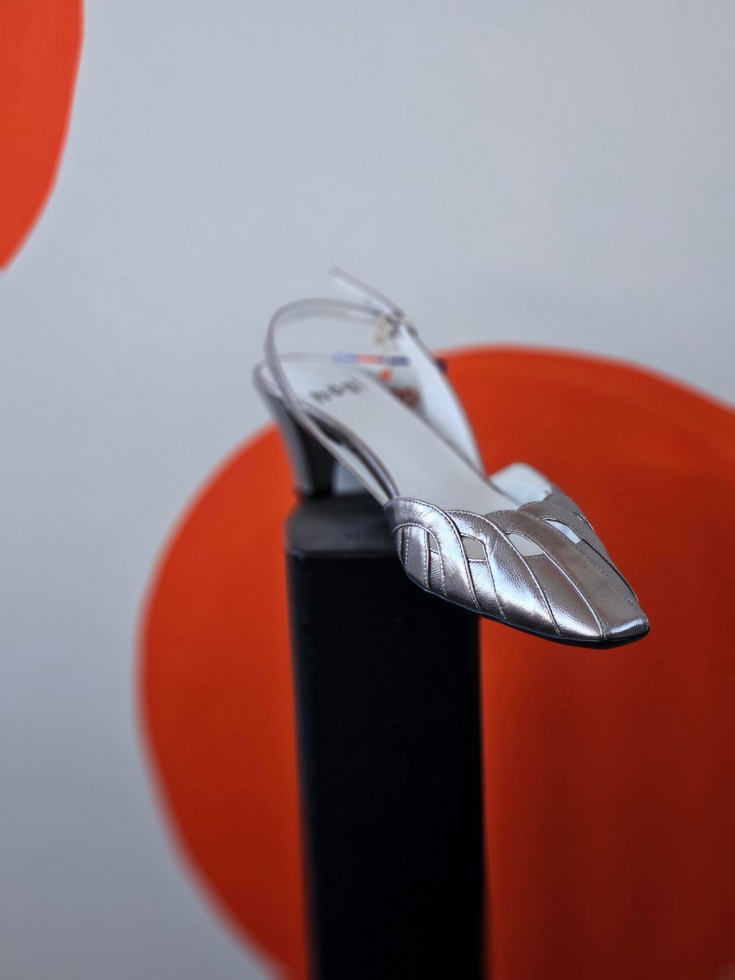 Högl Metallic Silver Sling Back Kitten Heels