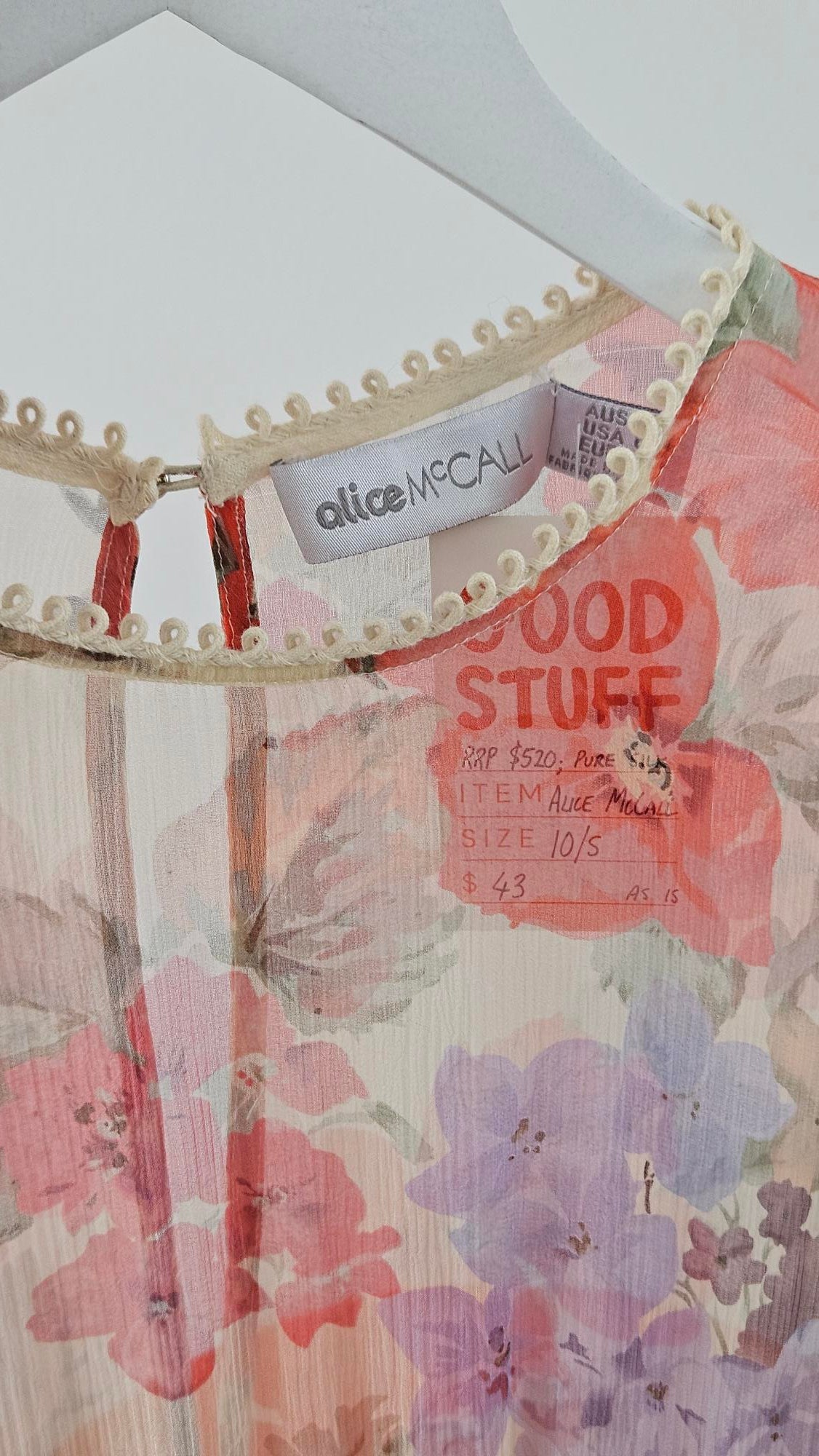 Alice McCall Beige-Multicolour Floral Silk Dress