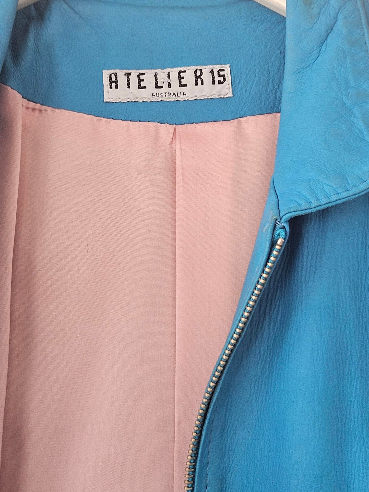 Atelier 15 Vintage Blue Leather Jacket