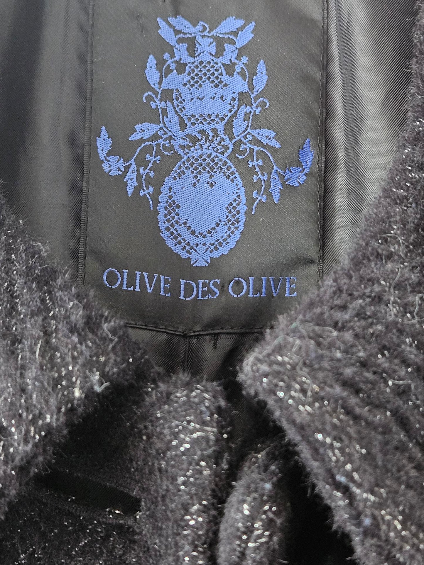 Olive des Olive Black Sparkly Wool & Alpaca Blend Coat