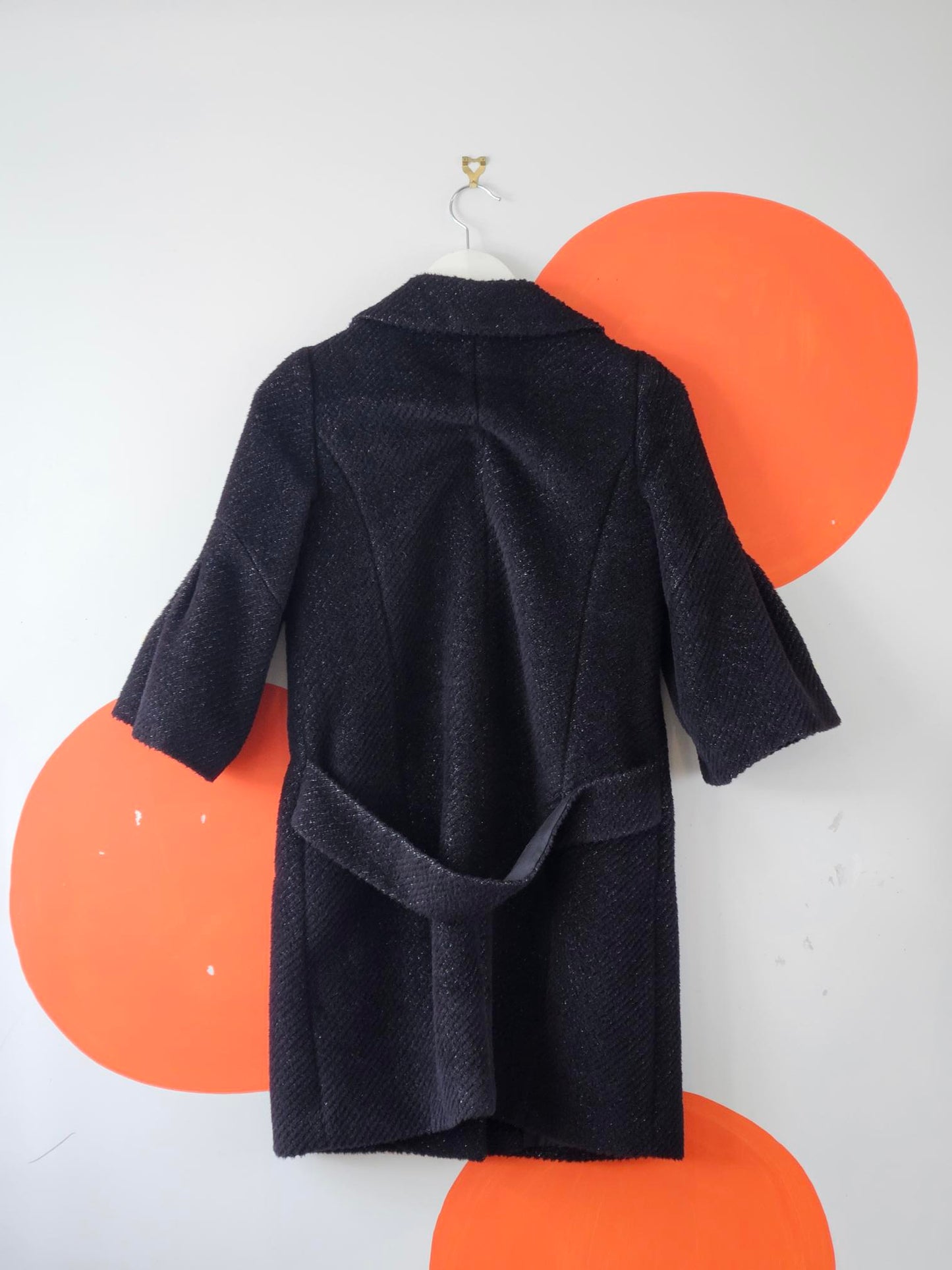 Olive des Olive Black Sparkly Wool & Alpaca Blend Coat