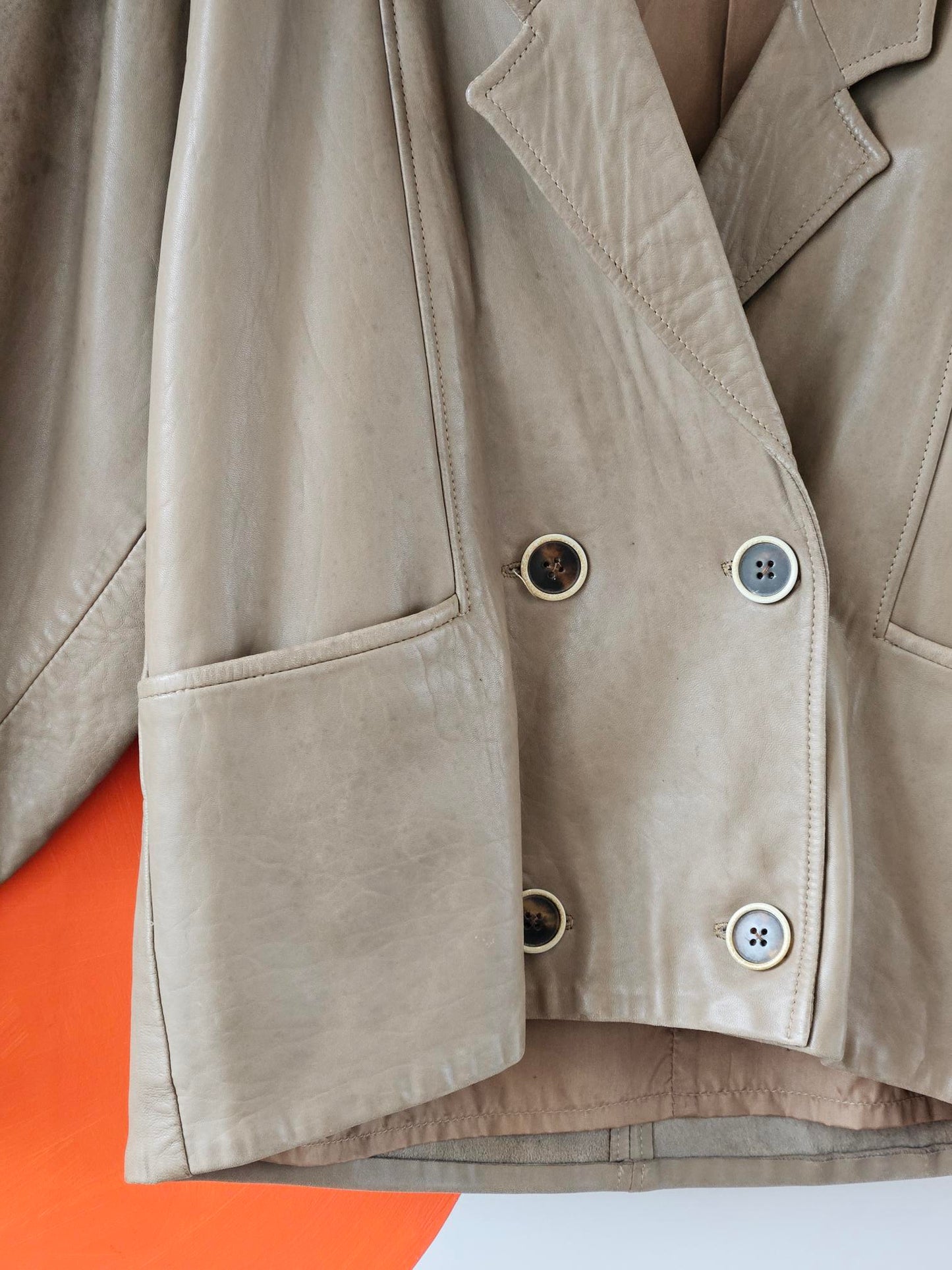 Monarch NZ Vintage Beige Leather Blazer