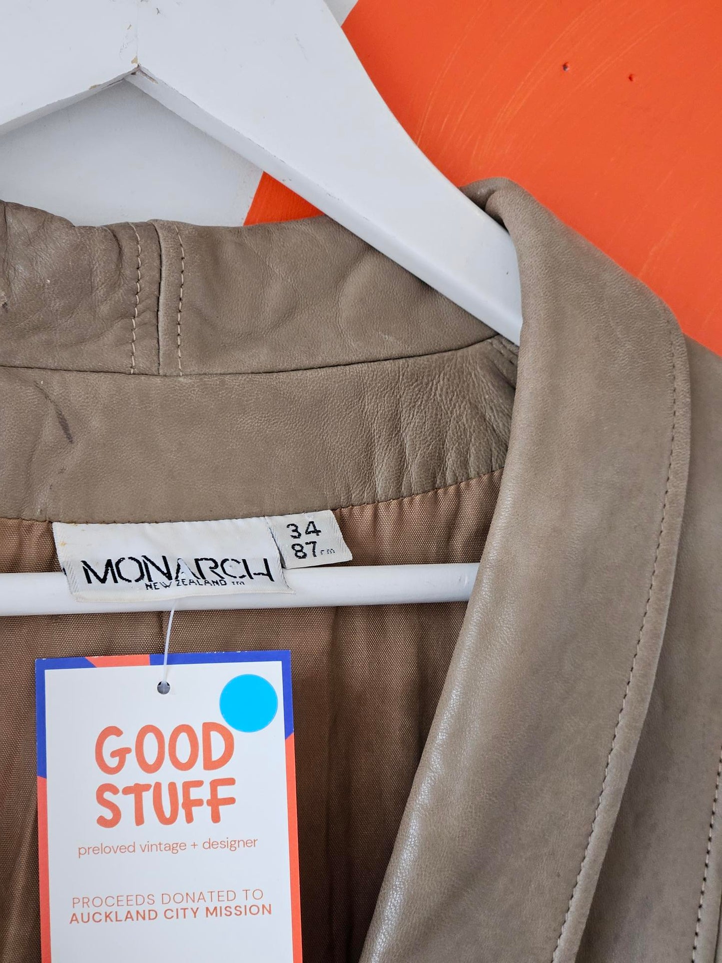 Monarch NZ Vintage Beige Leather Blazer