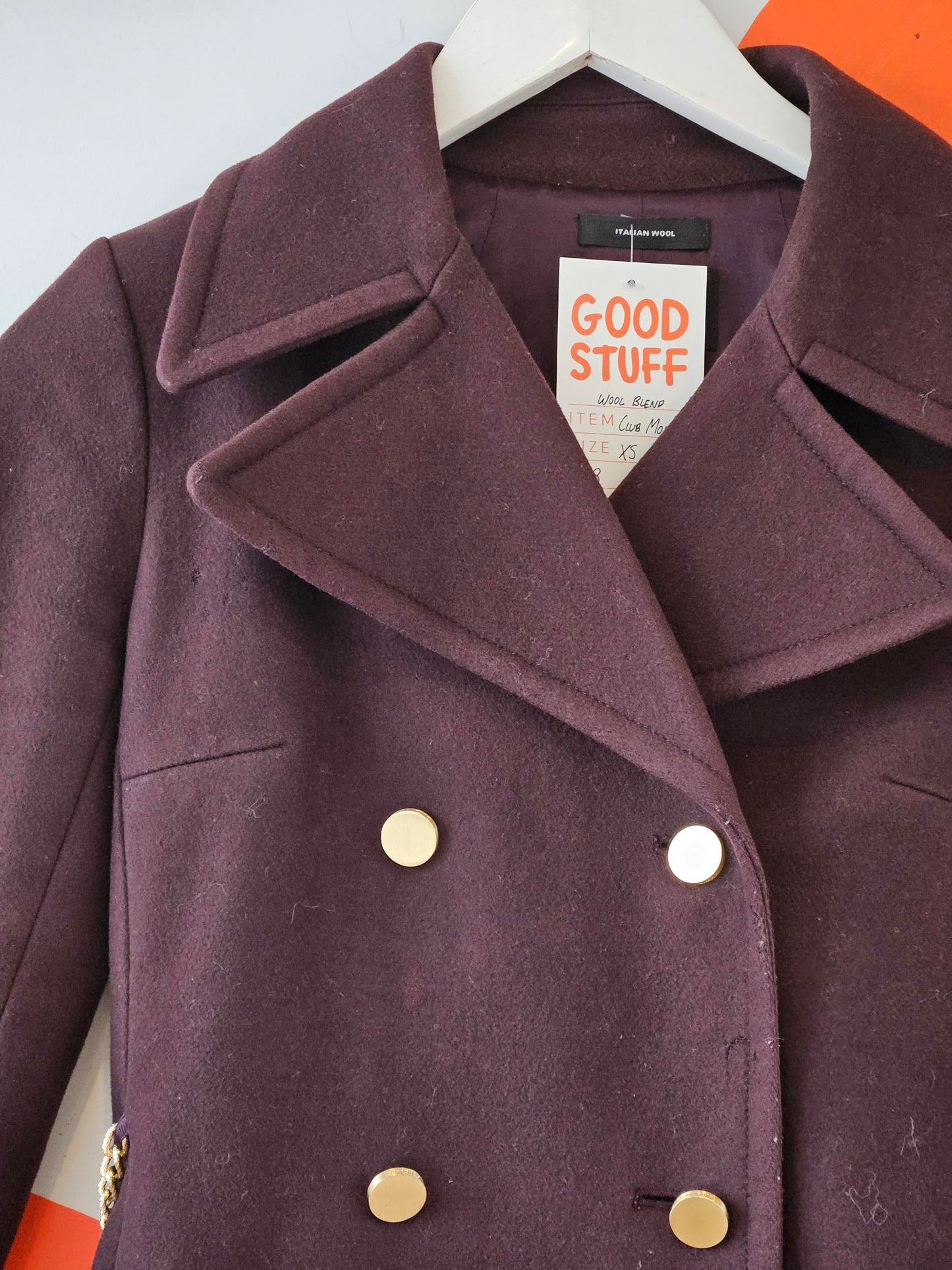Club Monaco Burgundy Double Breasted Coat