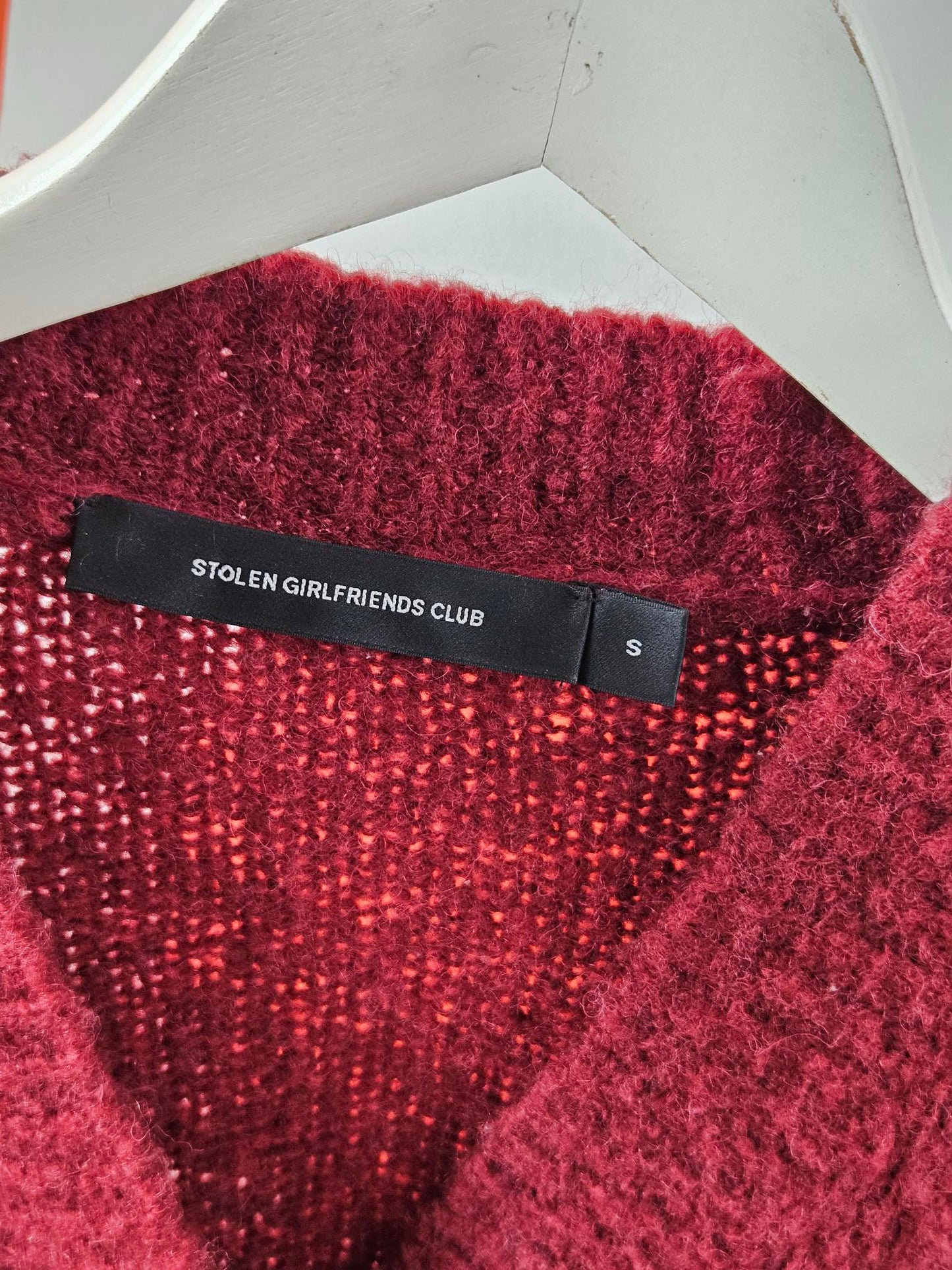 Stolen Girlfriends Club Maroon Knit Crop Cardigan